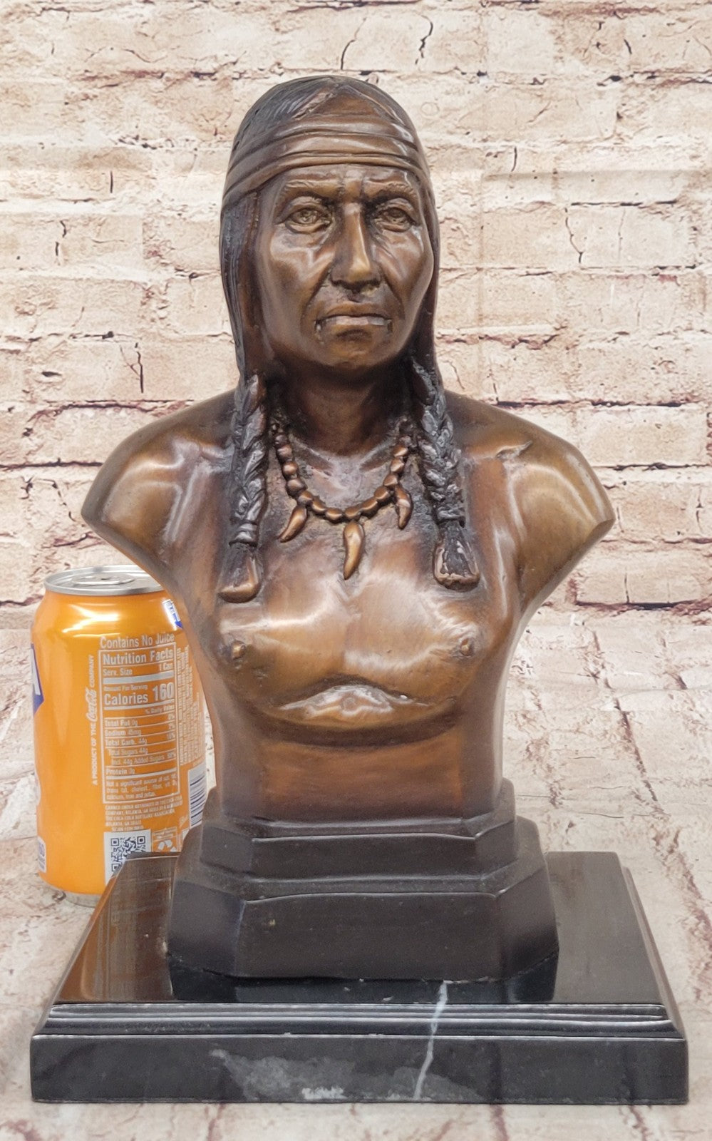 Handcrafted bronze sculpture SALE Art Bust Chief Warrior Indian American Native