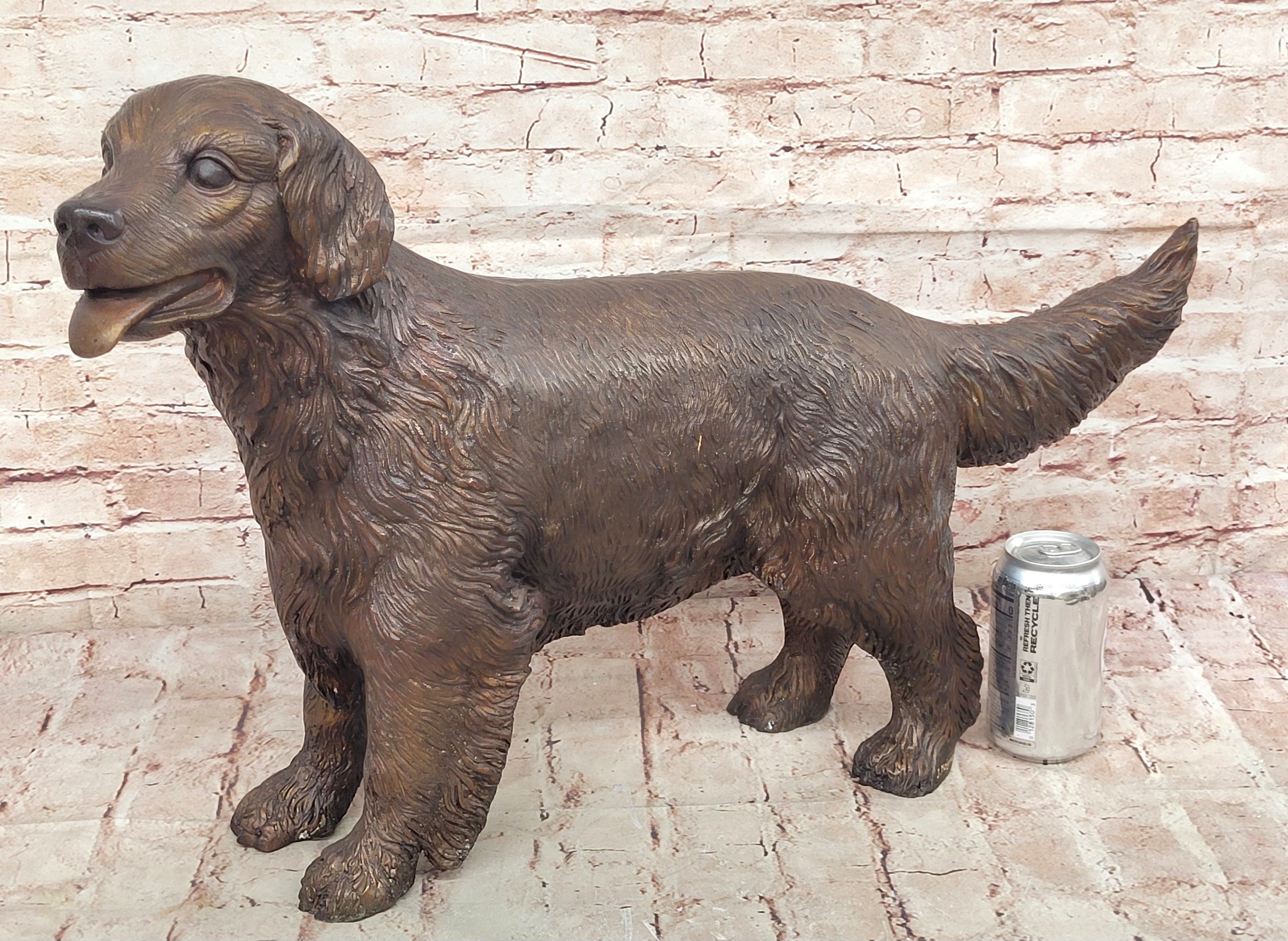 YOUNG RETRIEVER DOG BRONZE SCULPTURE VERY LARGE HOT CAST BACKYARD FIGURINE SALE