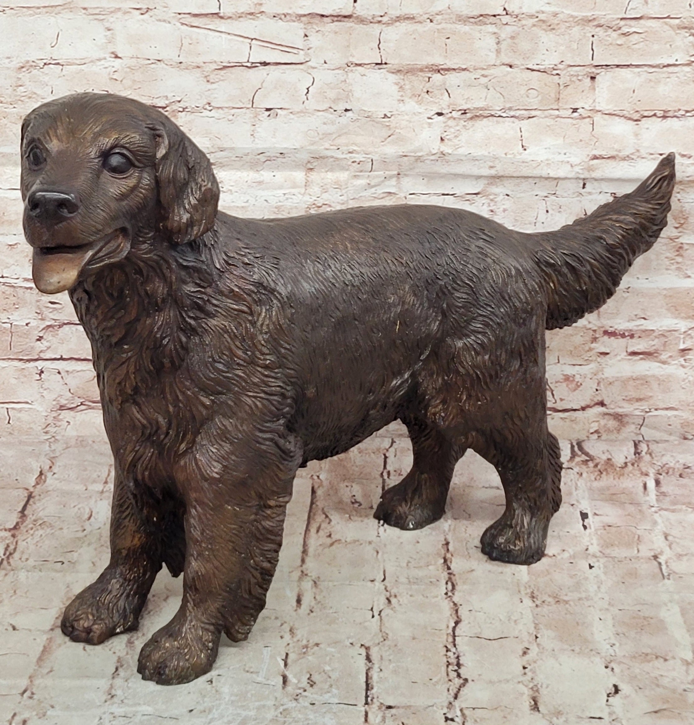 YOUNG RETRIEVER DOG BRONZE SCULPTURE VERY LARGE HOT CAST BACKYARD FIGURINE SALE