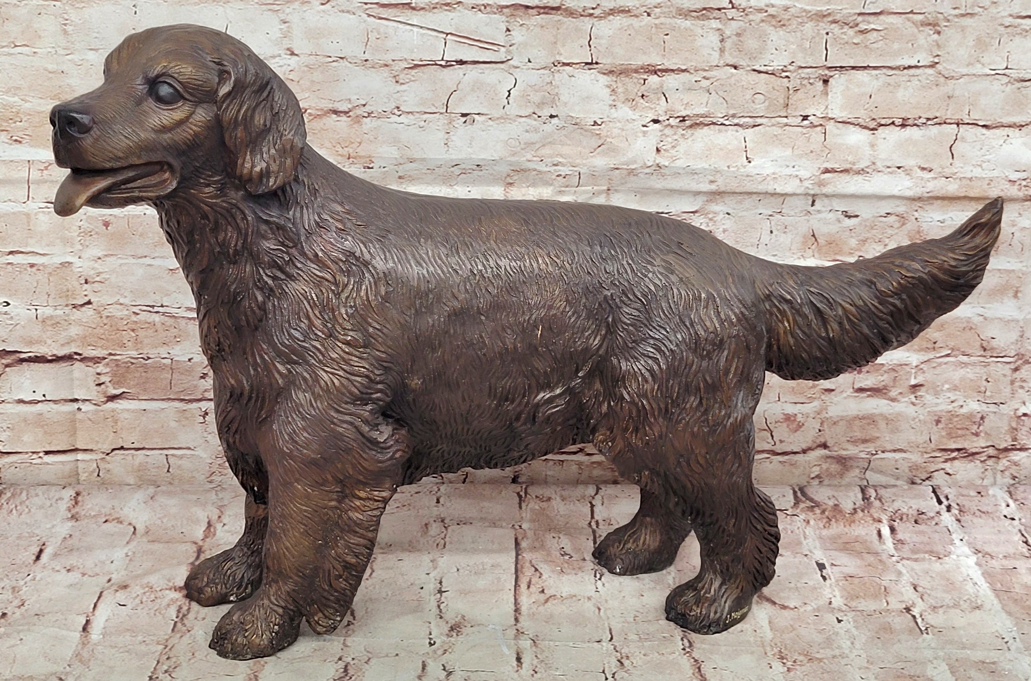 YOUNG RETRIEVER DOG BRONZE SCULPTURE VERY LARGE HOT CAST BACKYARD FIGURINE SALE
