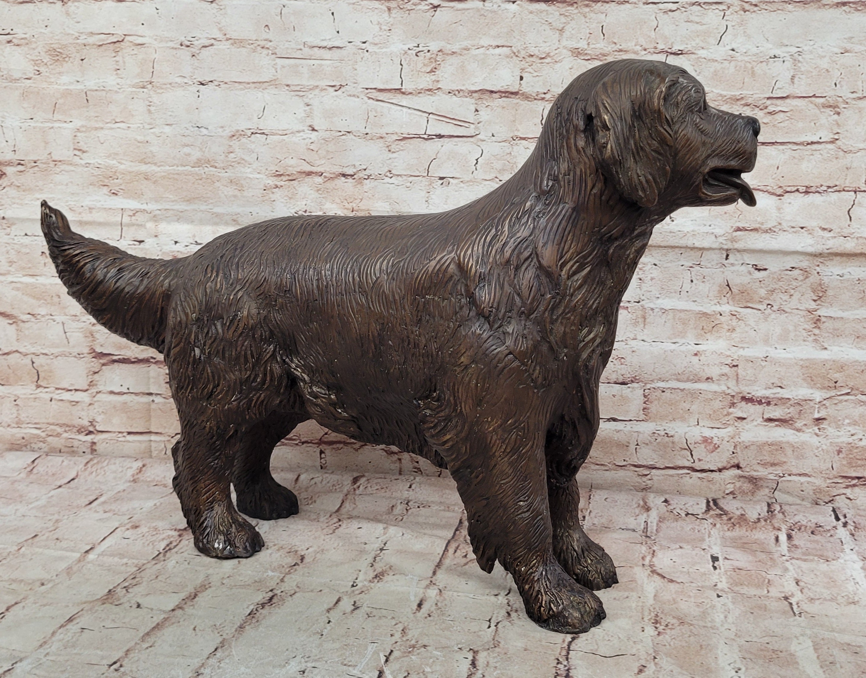 YOUNG RETRIEVER DOG BRONZE SCULPTURE VERY LARGE HOT CAST BACKYARD FIGURINE SALE