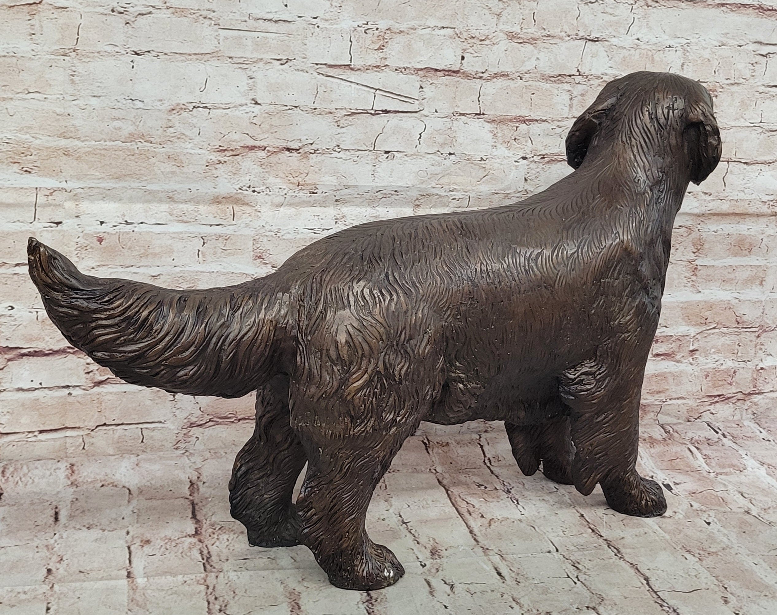 YOUNG RETRIEVER DOG BRONZE SCULPTURE VERY LARGE HOT CAST BACKYARD FIGURINE SALE