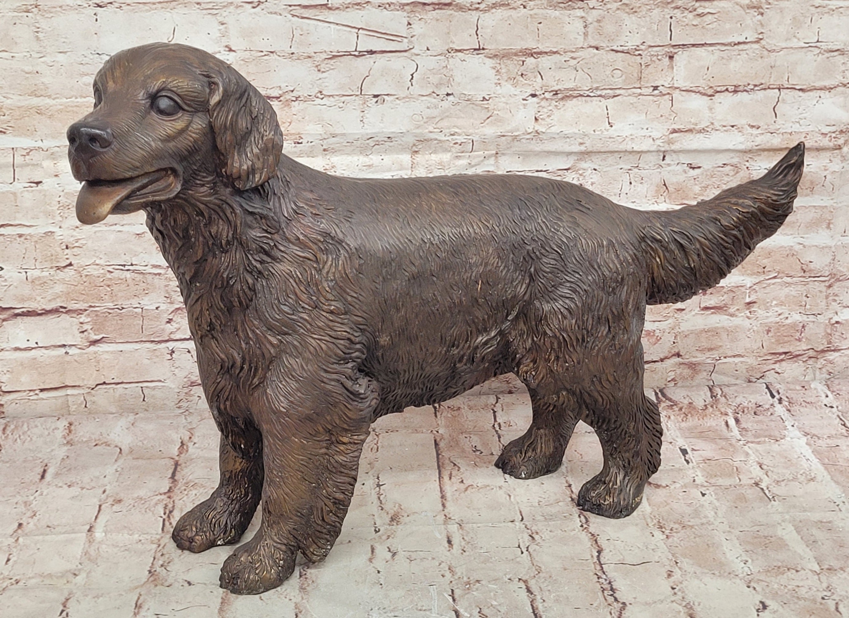 YOUNG RETRIEVER DOG BRONZE SCULPTURE VERY LARGE HOT CAST BACKYARD FIGURINE SALE