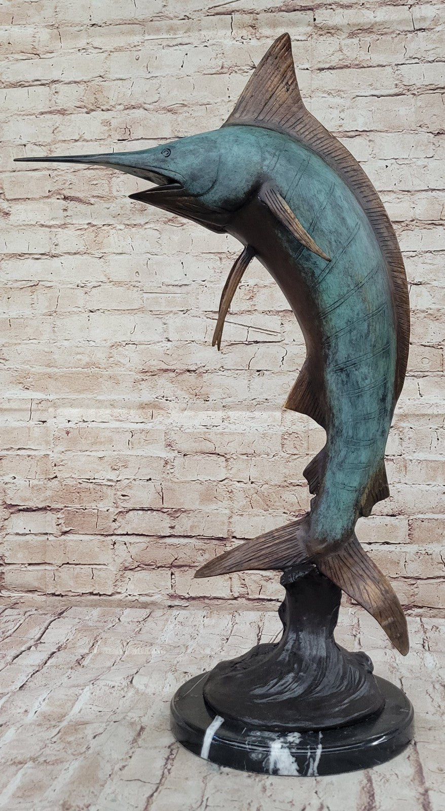 SIGNED MARIUS COLLECTORS EDITION SWORD FISH SEA OCEAN BRONZE STATUE SCULPTURE