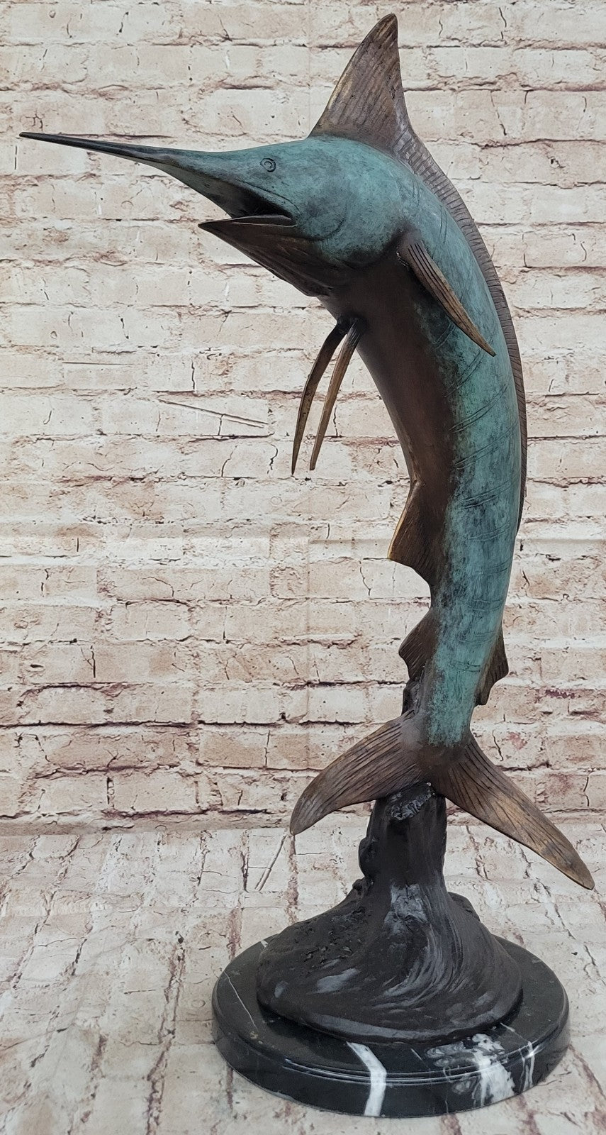 SIGNED MARIUS COLLECTORS EDITION SWORD FISH SEA OCEAN BRONZE STATUE SCULPTURE