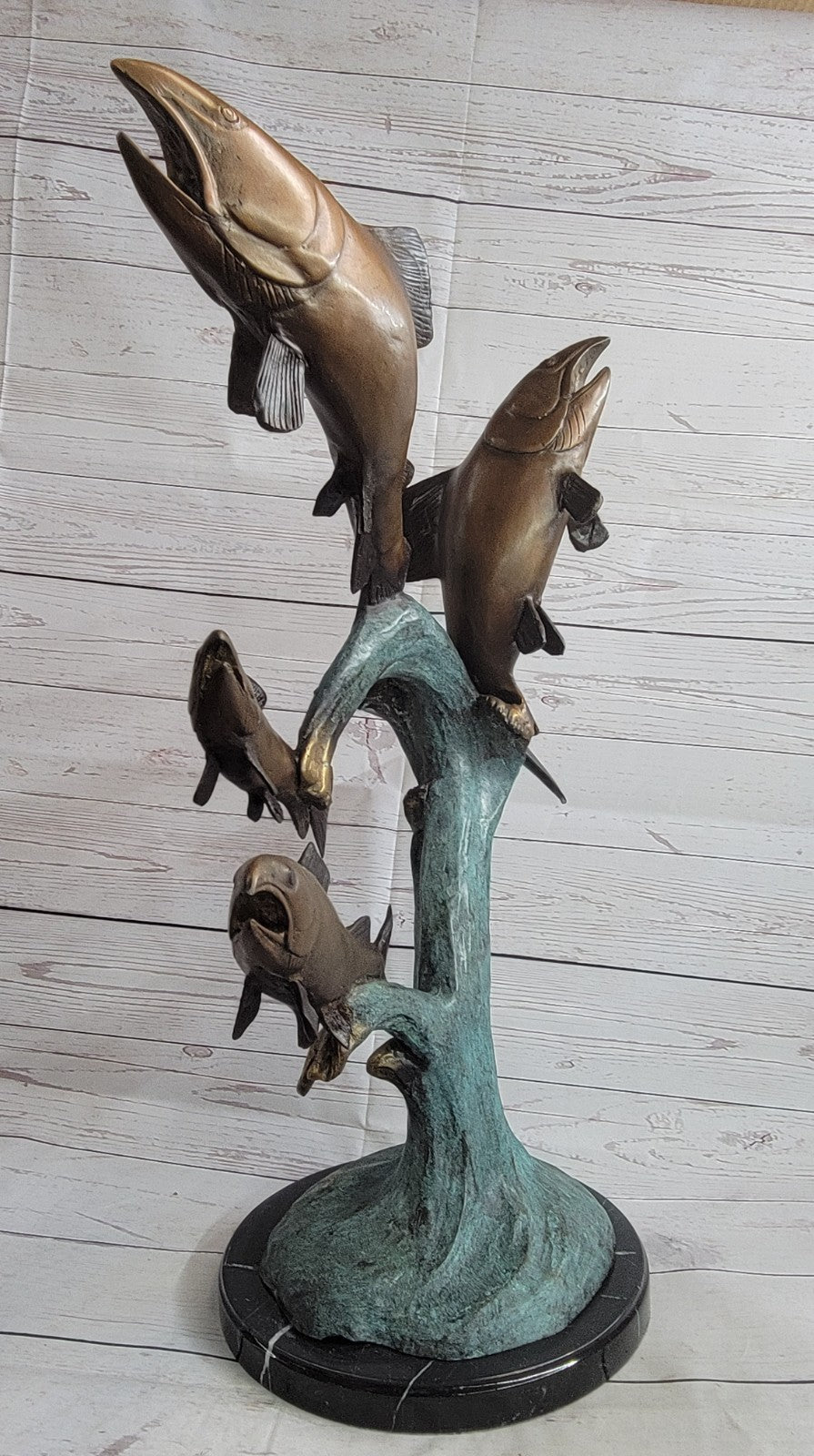 Original Artwork by Maris 4 Fishes Fish Ocean Bronze Sculpture Statue Deco Decor