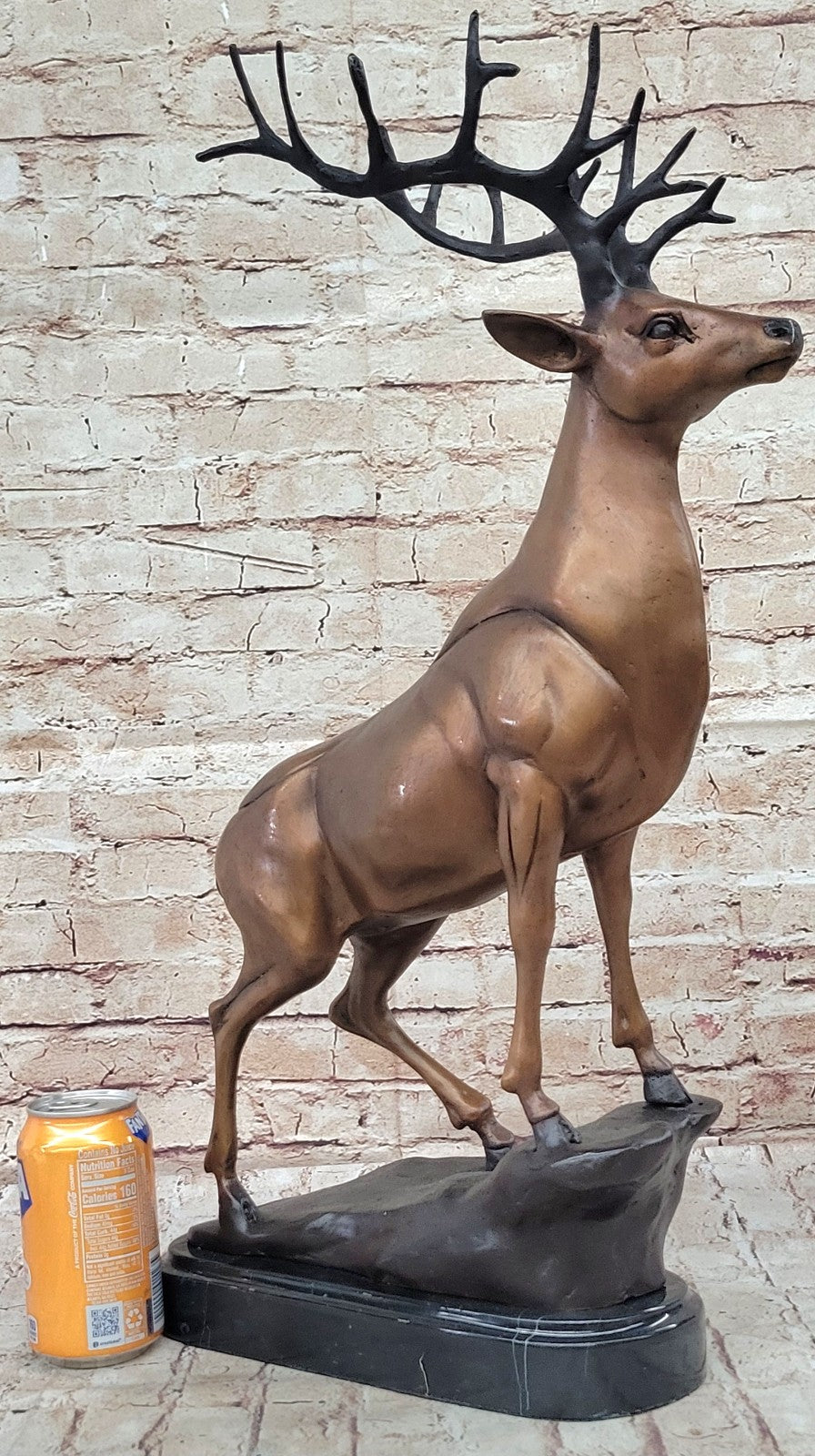 Chalet Lodge Gift Elk Stag Buck Deer Hunter Bronze Marble Statue Lodge Sculpture