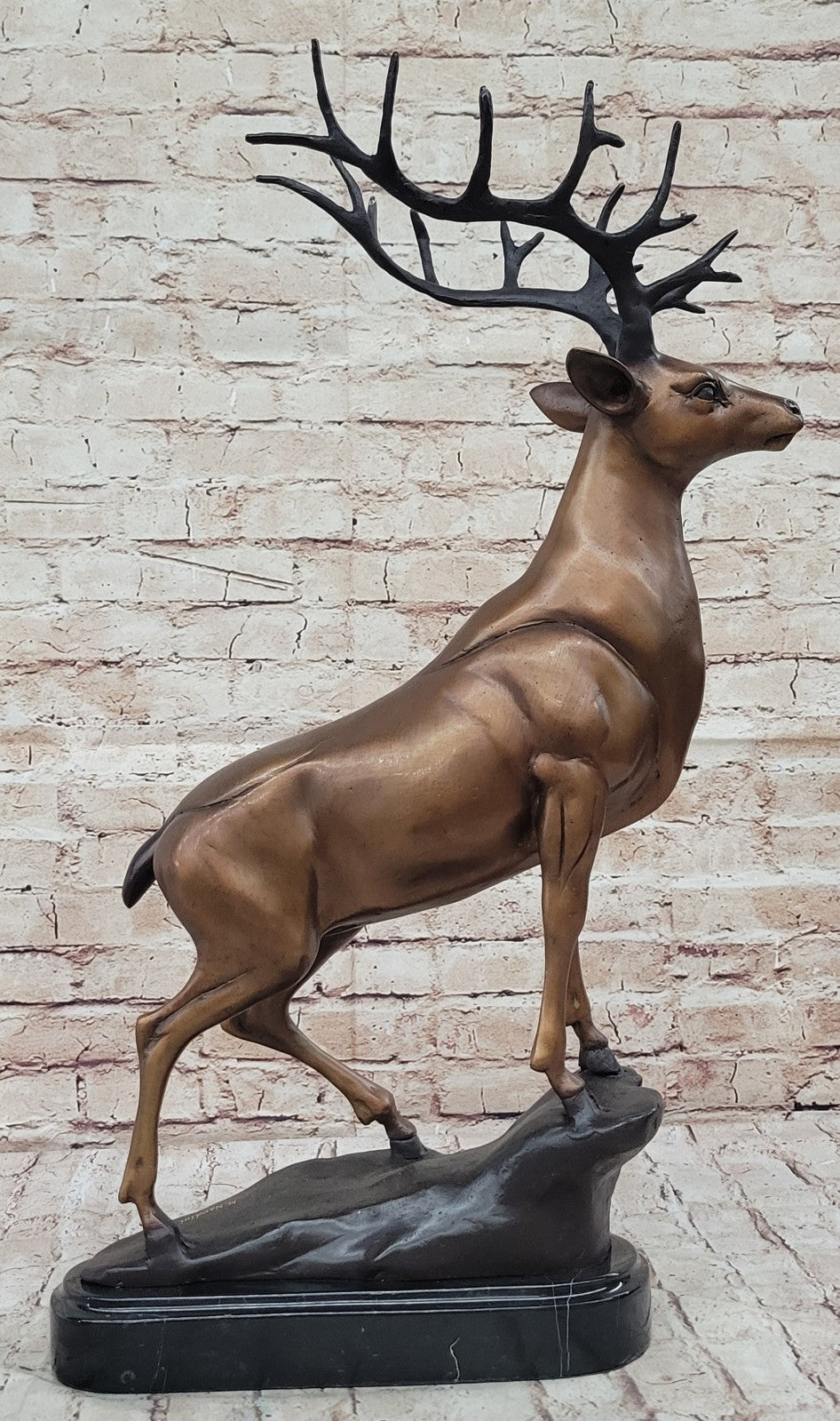 Chalet Lodge Gift Elk Stag Buck Deer Hunter Bronze Marble Statue Lodge Sculpture