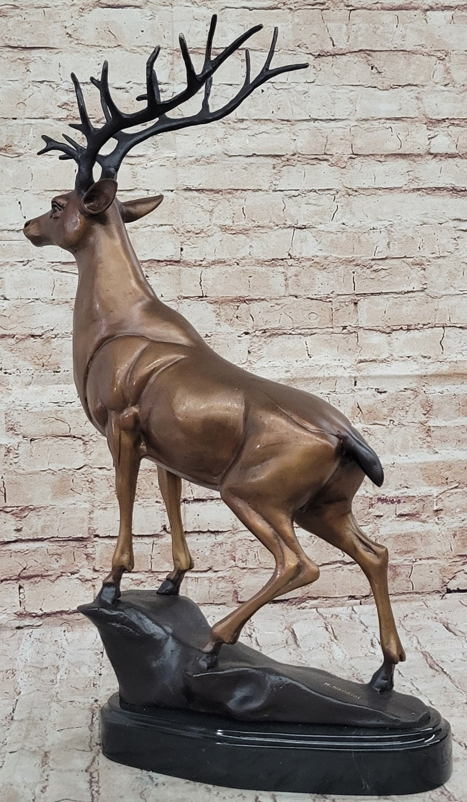 Chalet Lodge Gift Elk Stag Buck Deer Hunter Bronze Marble Statue Lodge Sculpture