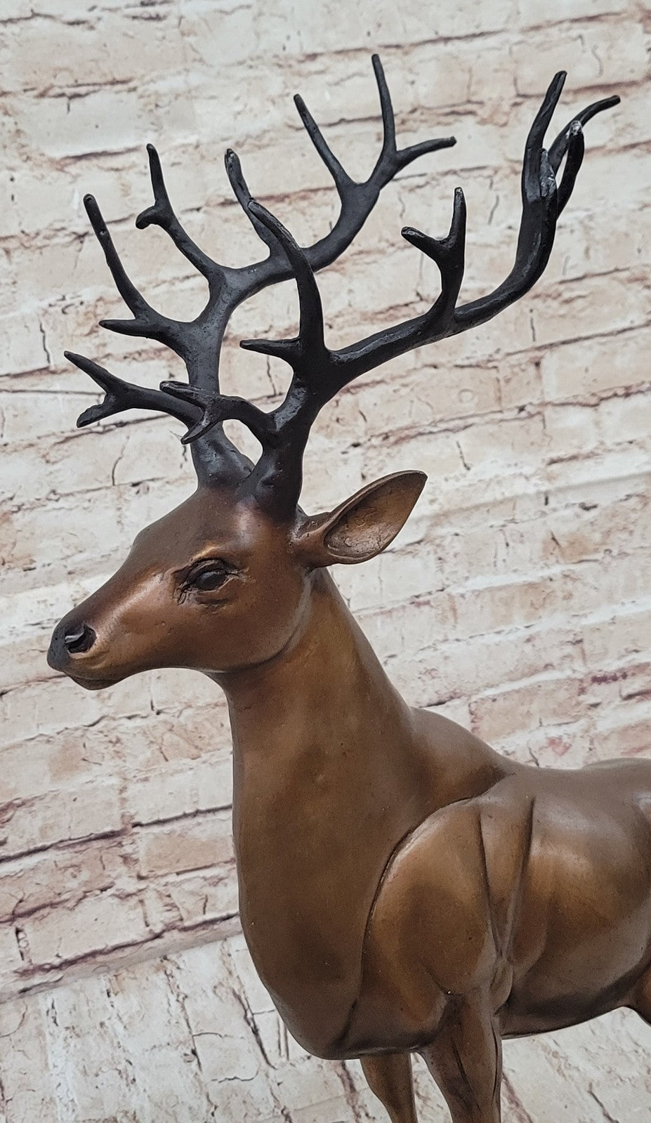 Chalet Lodge Gift Elk Stag Buck Deer Hunter Bronze Marble Statue Lodge Sculpture