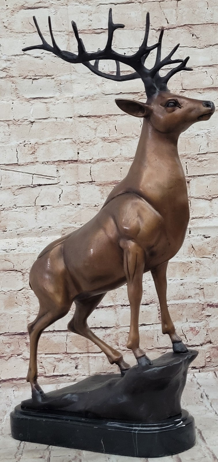 Chalet Lodge Gift Elk Stag Buck Deer Hunter Bronze Marble Statue Lodge Sculpture