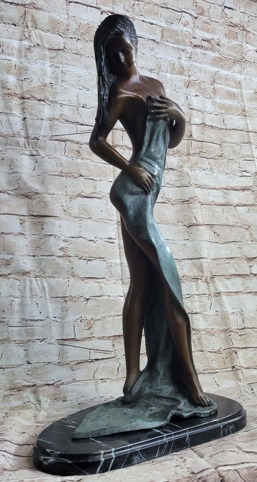 Original Hot Cast Bronze Nude Lady - Elegant Female Figurine - Signed Erotic Artwork Statue