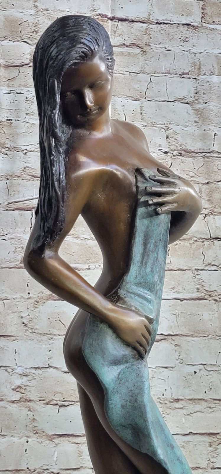 Original Hot Cast Bronze Nude Lady - Elegant Female Figurine - Signed Erotic Artwork Statue