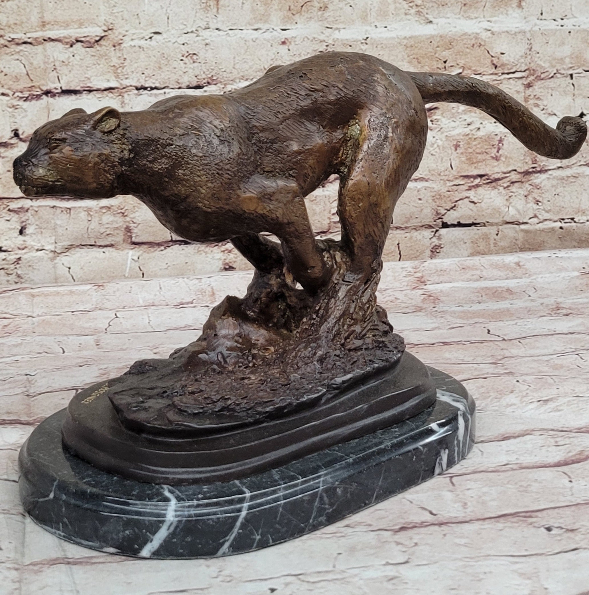 Art Deco Hot Cast Collectible Puma Mountain Lion Bronze Sculpture Statue Figure