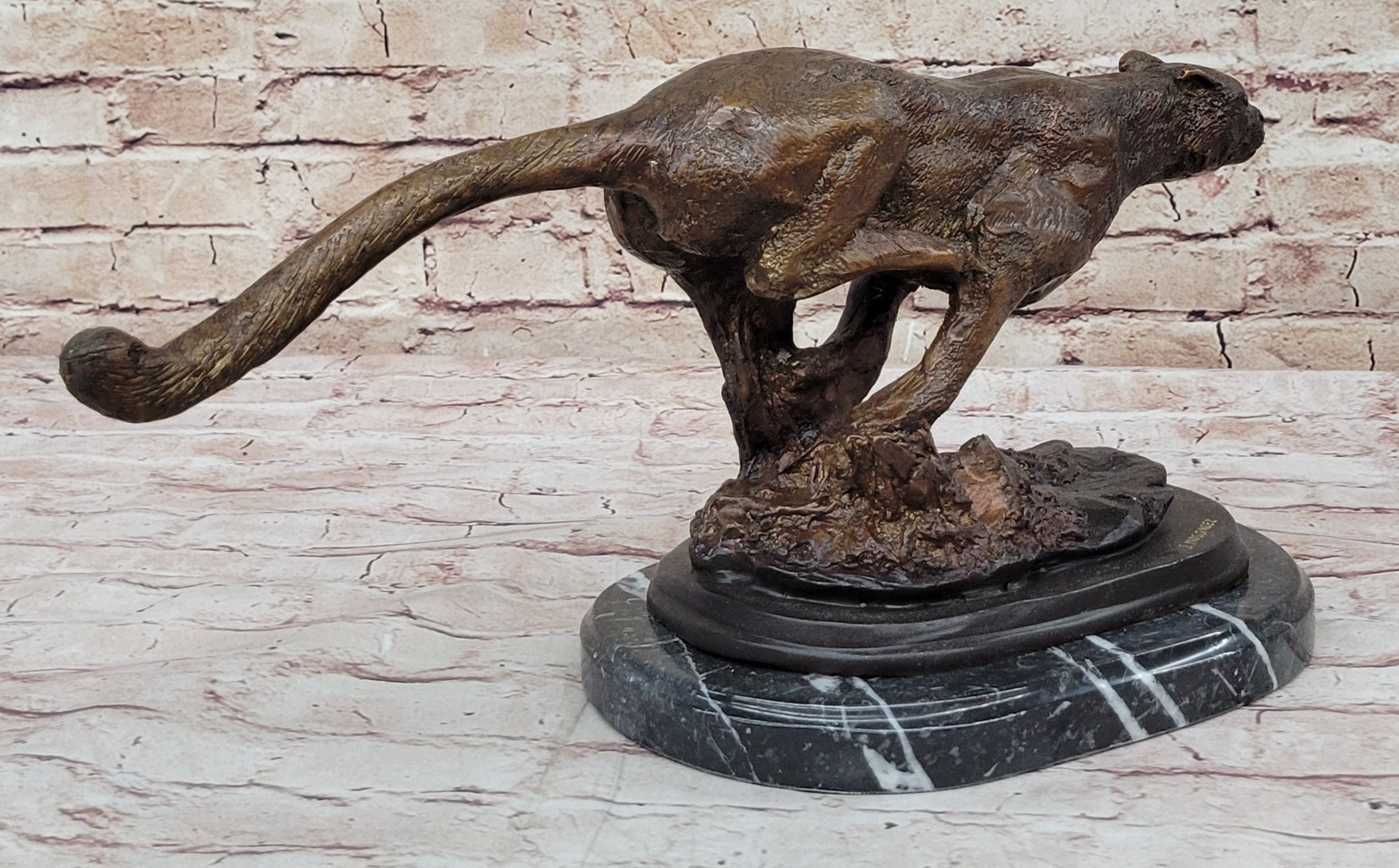 Art Deco Hot Cast Collectible Puma Mountain Lion Bronze Sculpture Statue Figure