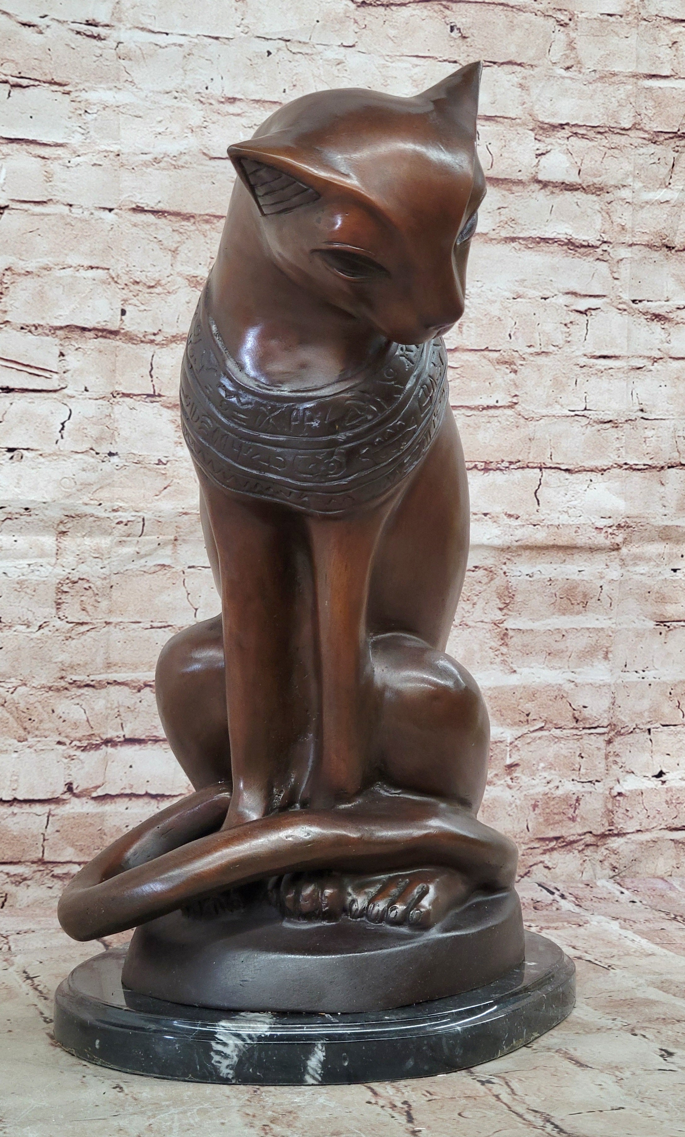 Egyptian Bronze Cat beautiful rare antiquity Lost Wax Method Artwork