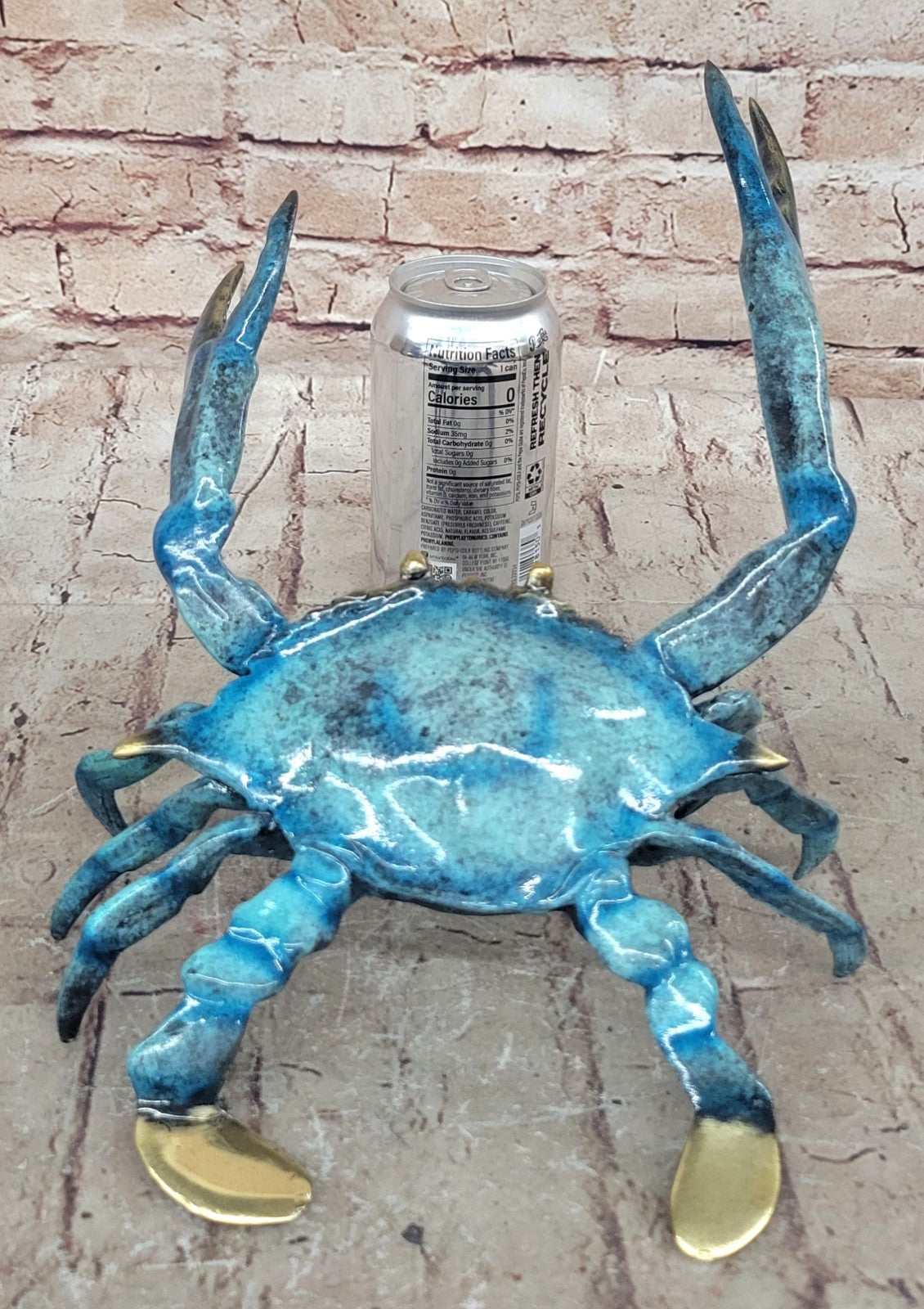 Metal Bronze European Handcrafted Multi Color Patina Articulated Crab Signed Ma