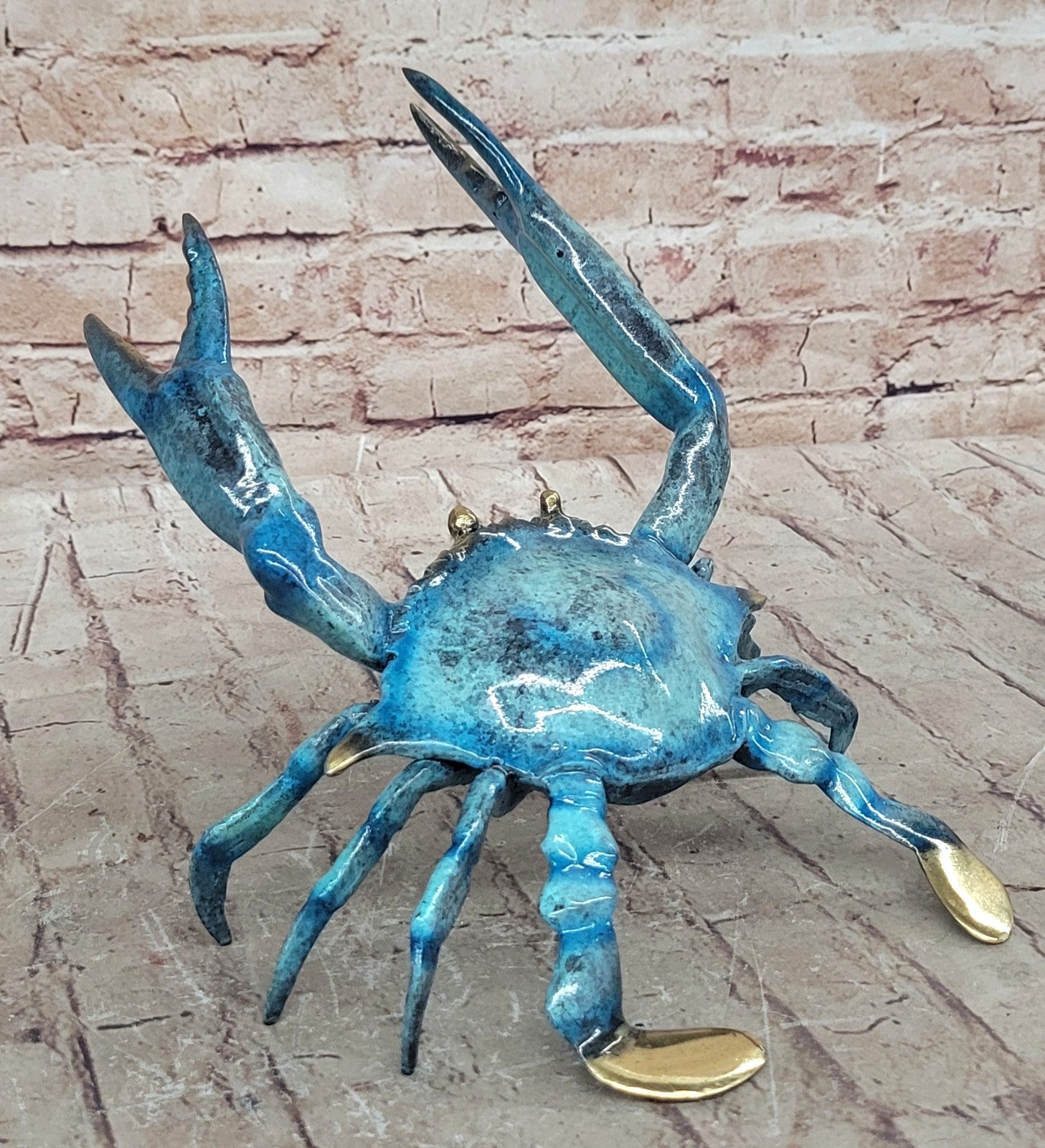 Metal Bronze European Handcrafted Multi Color Patina Articulated Crab Signed Ma
