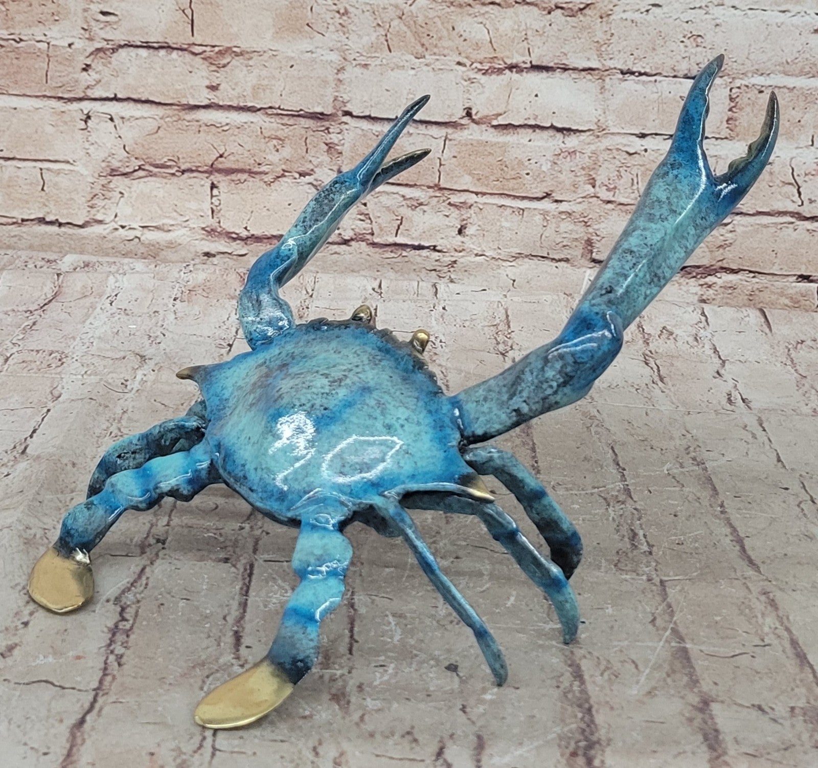 Metal Bronze European Handcrafted Multi Color Patina Articulated Crab Signed Ma