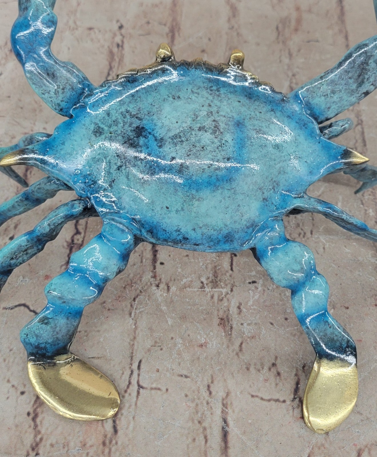 Metal Bronze European Handcrafted Multi Color Patina Articulated Crab Signed Ma