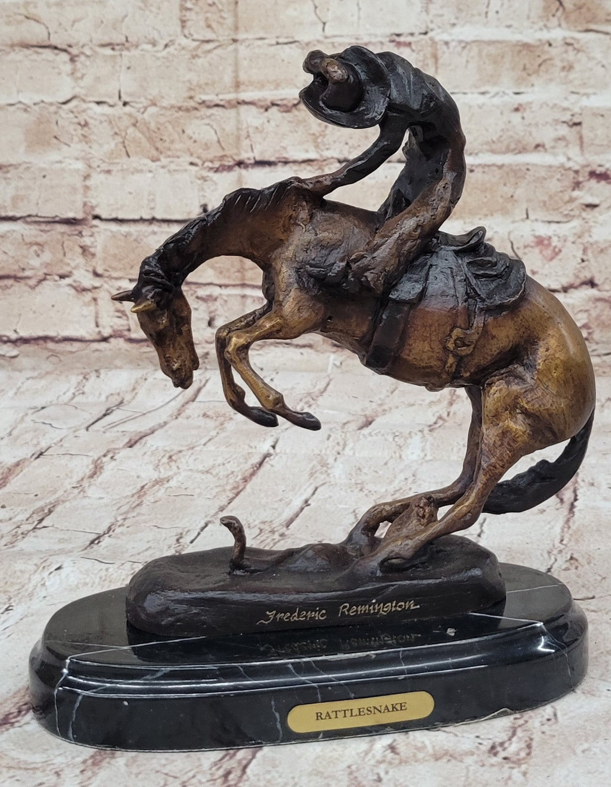 BRONZE FREDERIC REMINGTON RATTLESNAKE SCULPTURE STATUE COLLECTIBLE NEW FIGURINE