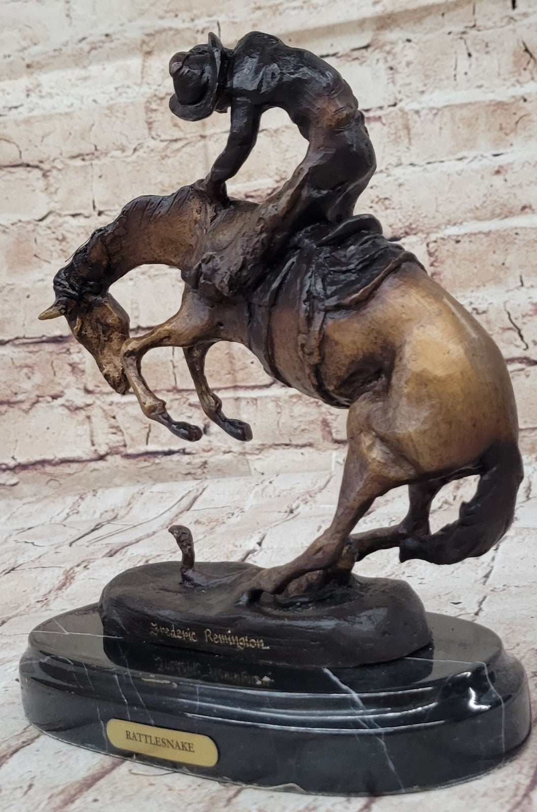 BRONZE FREDERIC REMINGTON RATTLESNAKE SCULPTURE STATUE COLLECTIBLE NEW FIGURINE