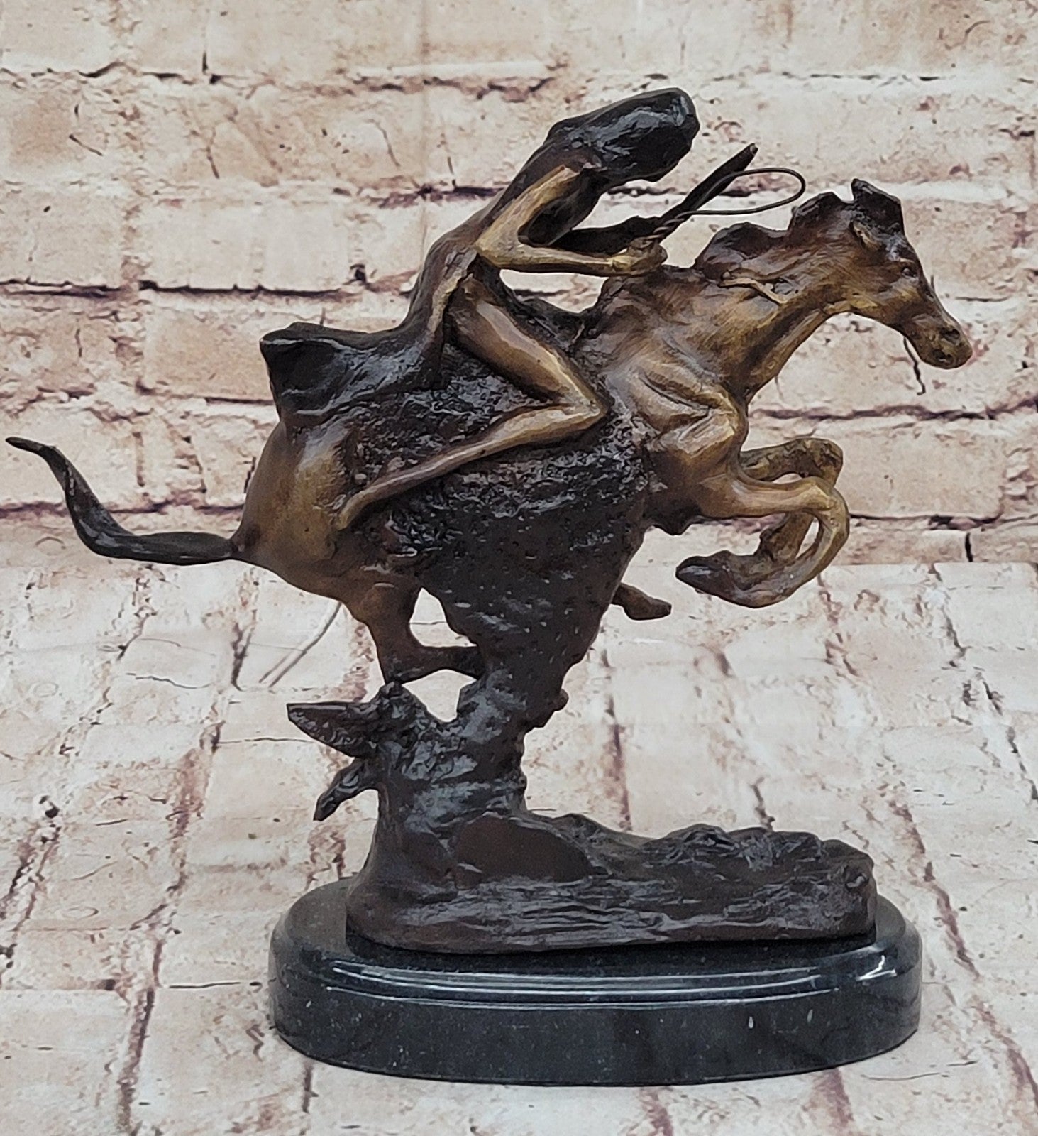 VTG REPRODUCTION FREDERIC REMINGTON "THE CHEYENNE" CAST BRONZE SCULPTURE, NICE