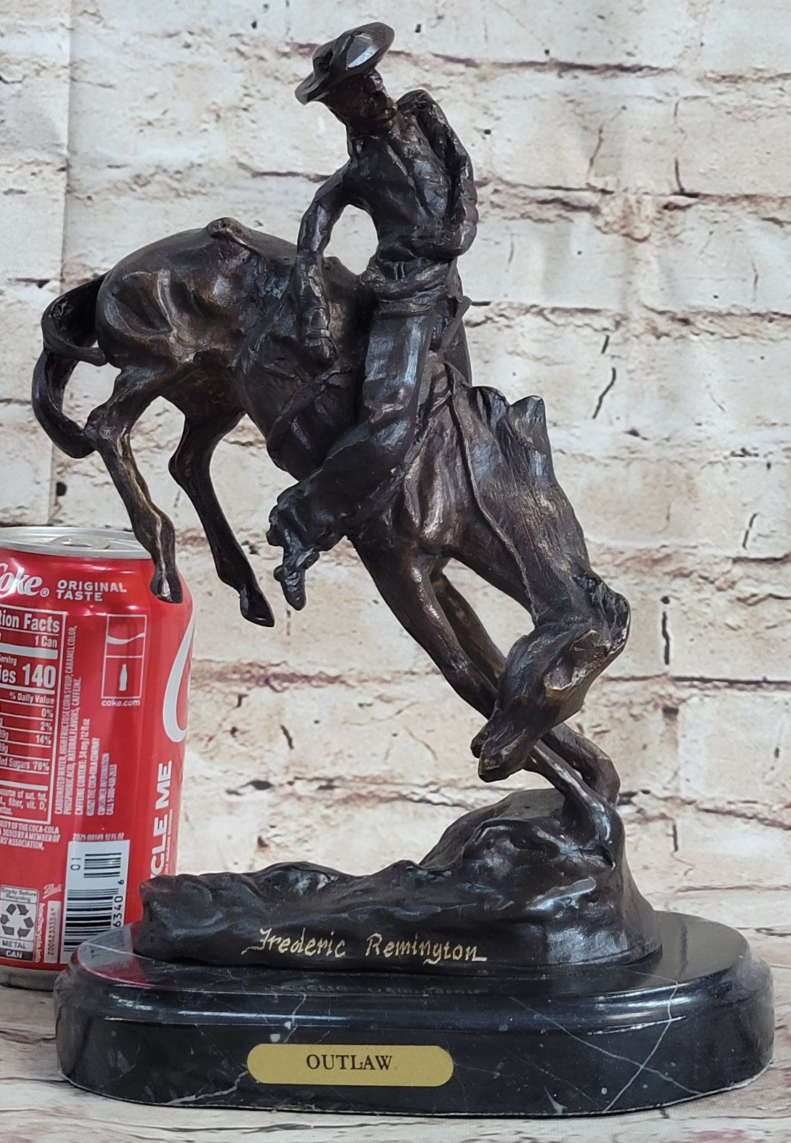 Western Old West Cowboy and Faithful Horse Bronze Sculpture by Remington Statue