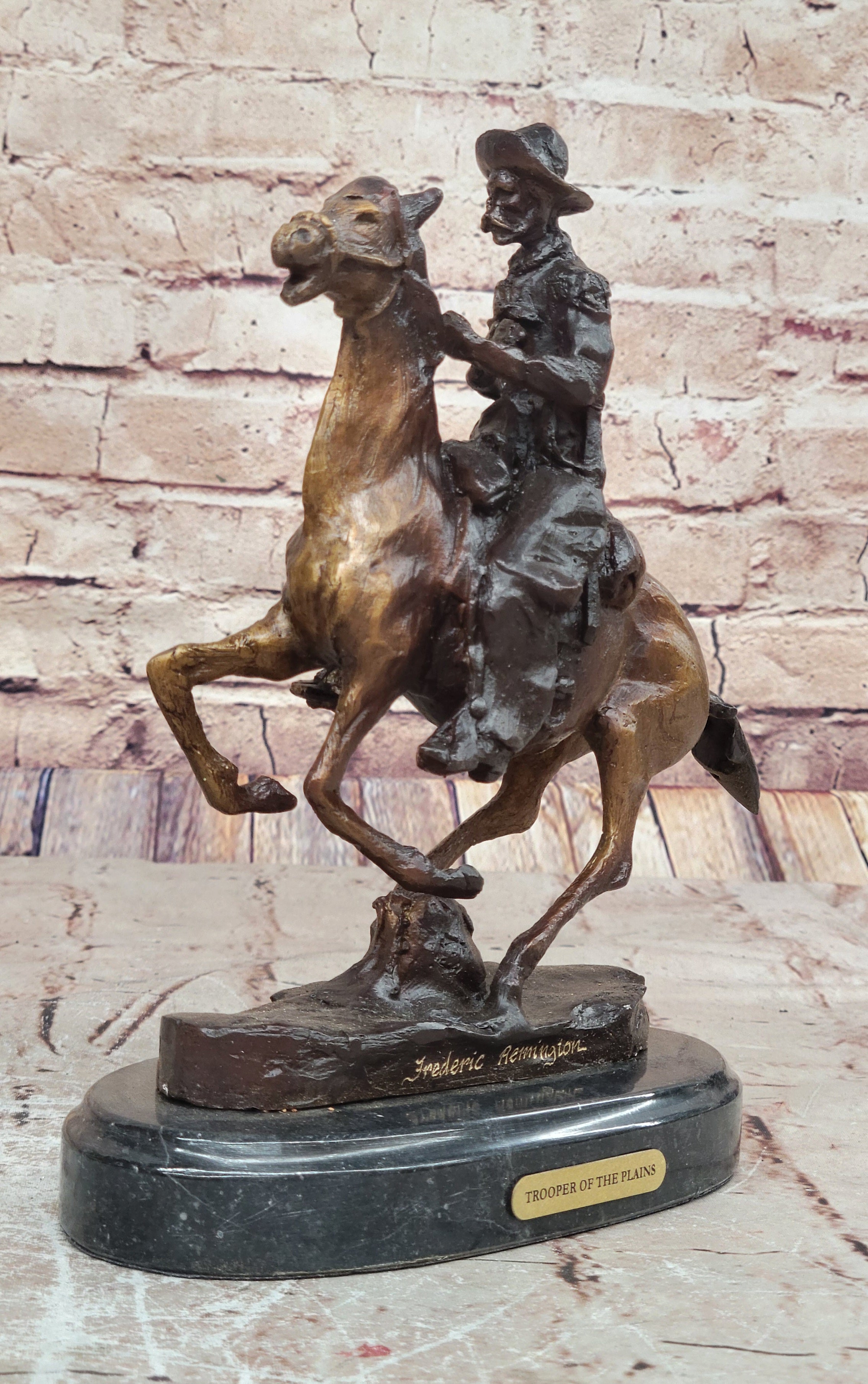 Trooper of the Plains by Frederic Remington – Western Bronze Desktop Statue