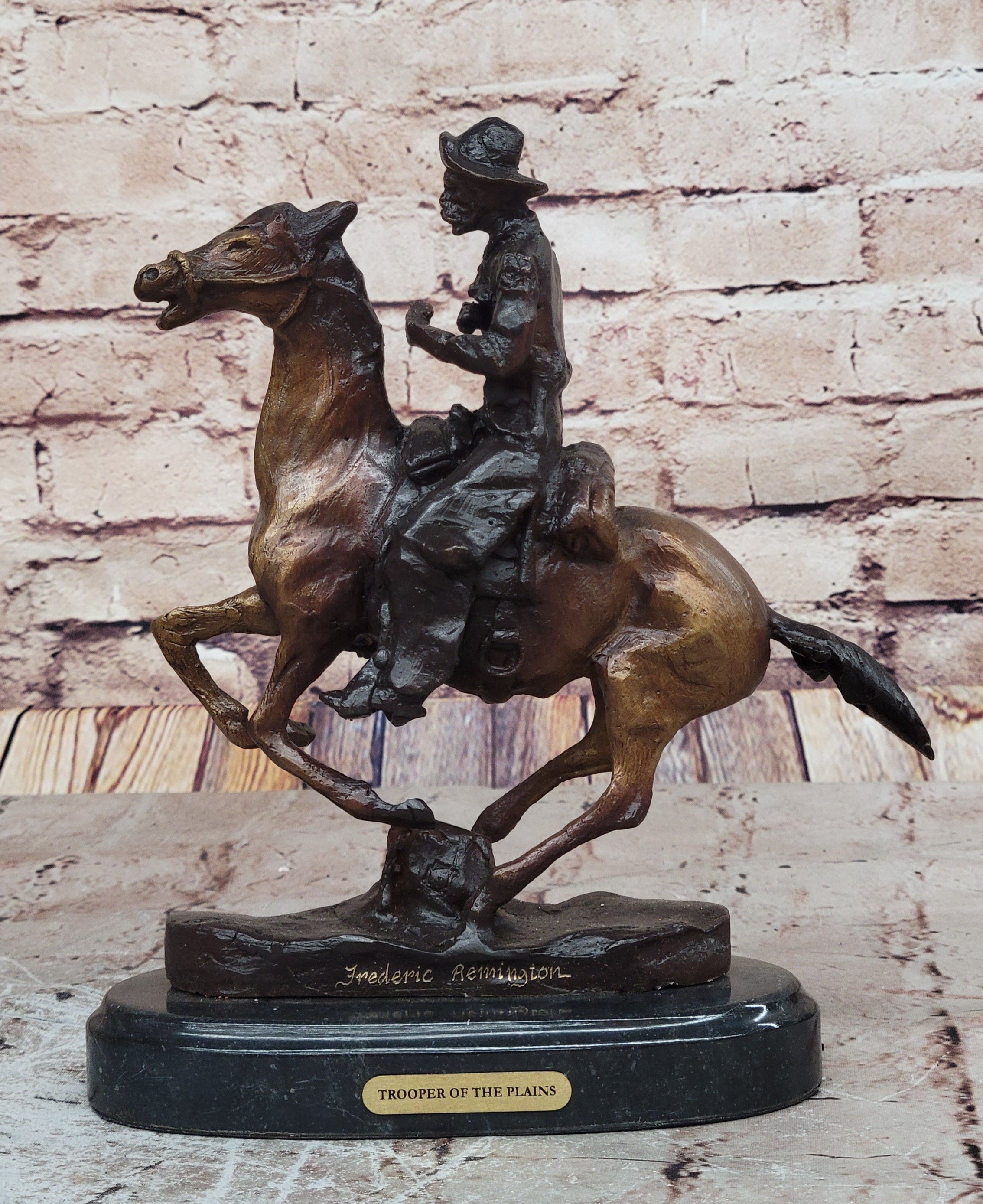 Trooper of the Plains by Frederic Remington – Western Bronze Desktop Statue