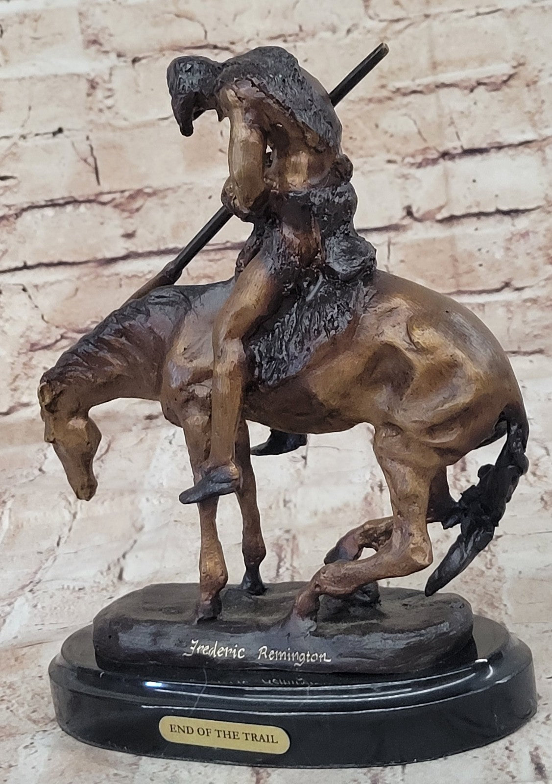End Of The Trail Bronze Sculpture Marble base (sign by Fraser) Hot Cast Figure