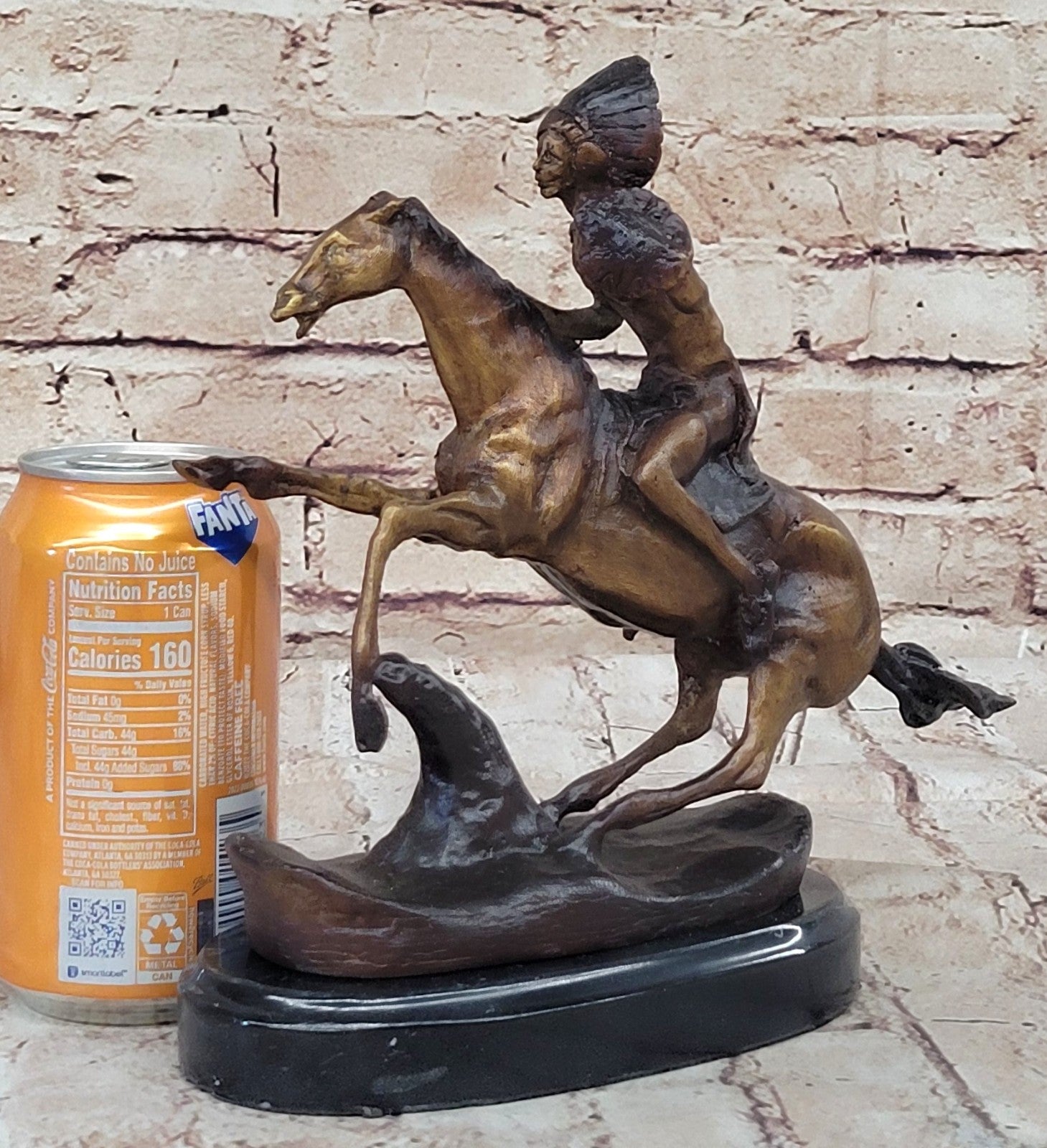 American Indian Riding Horse Signed Remington Native Bronze Sculpture Statue