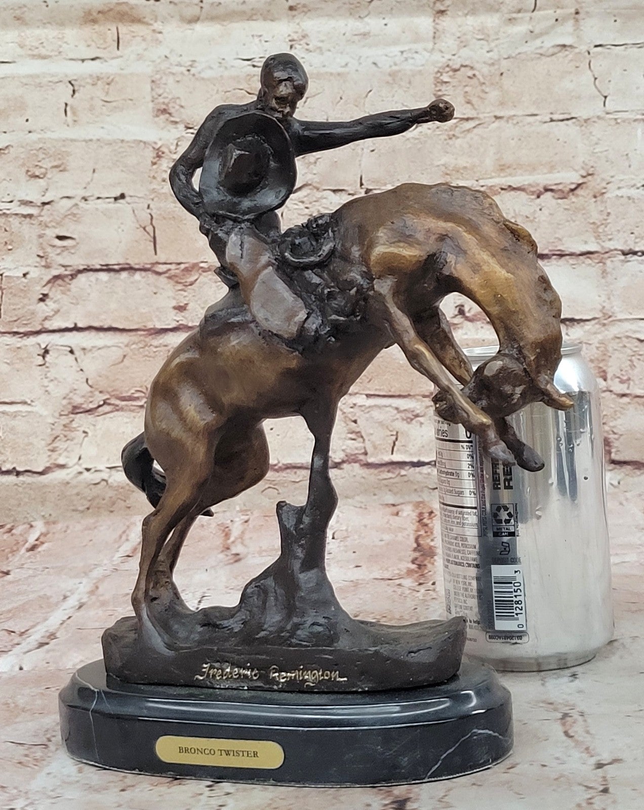 Americana Hand Made Pure Genuine Bronze Cowboy Horse Bronze Marble Base Figurine