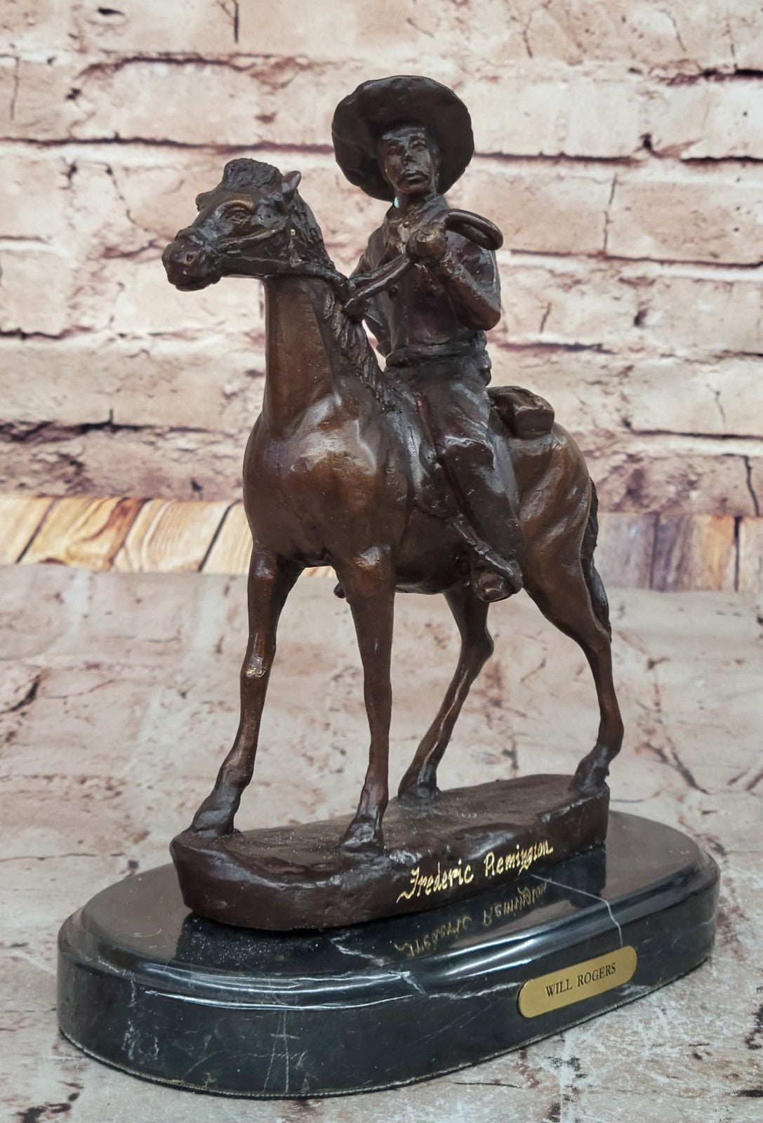 Handcrafted bronze sculpture SALE Marble W/ Art by Thomas " Rogers Will