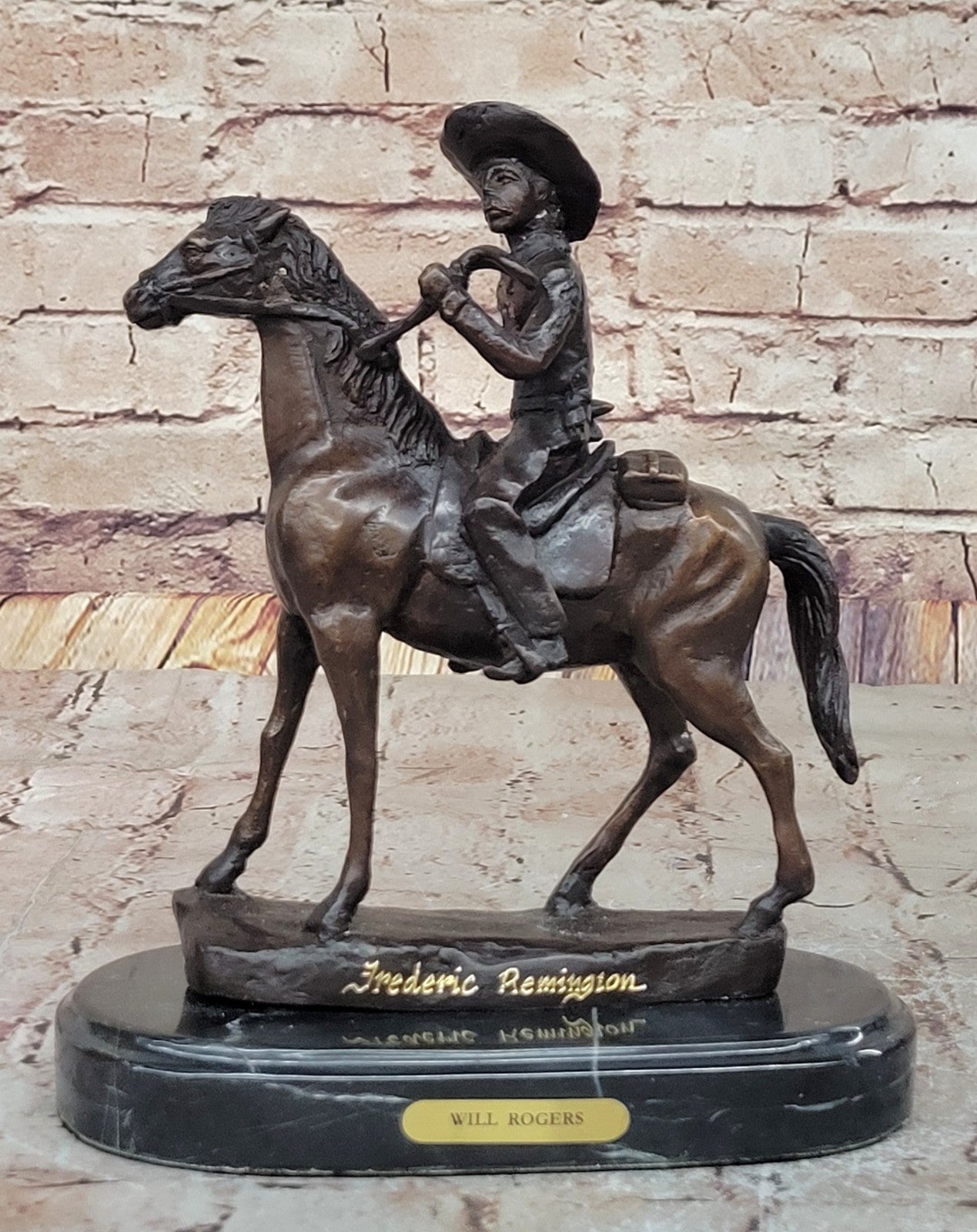 Handcrafted bronze sculpture SALE Marble W/ Art by Thomas " Rogers Will