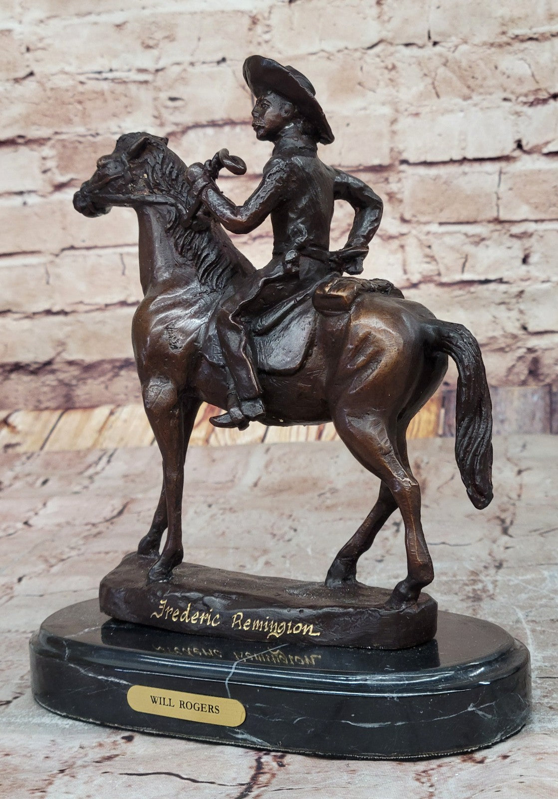 Handcrafted bronze sculpture SALE Marble W/ Art by Thomas " Rogers Will