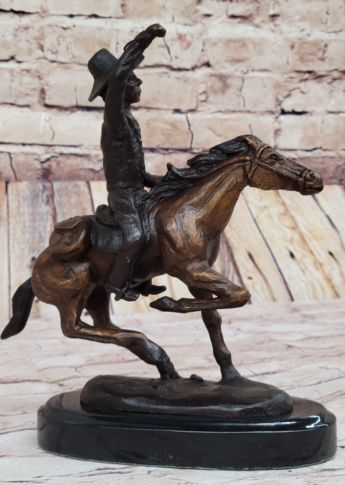 Handcrafted bronze sculpture SALE Country Horse Cowboy Remington Frederic Vtg