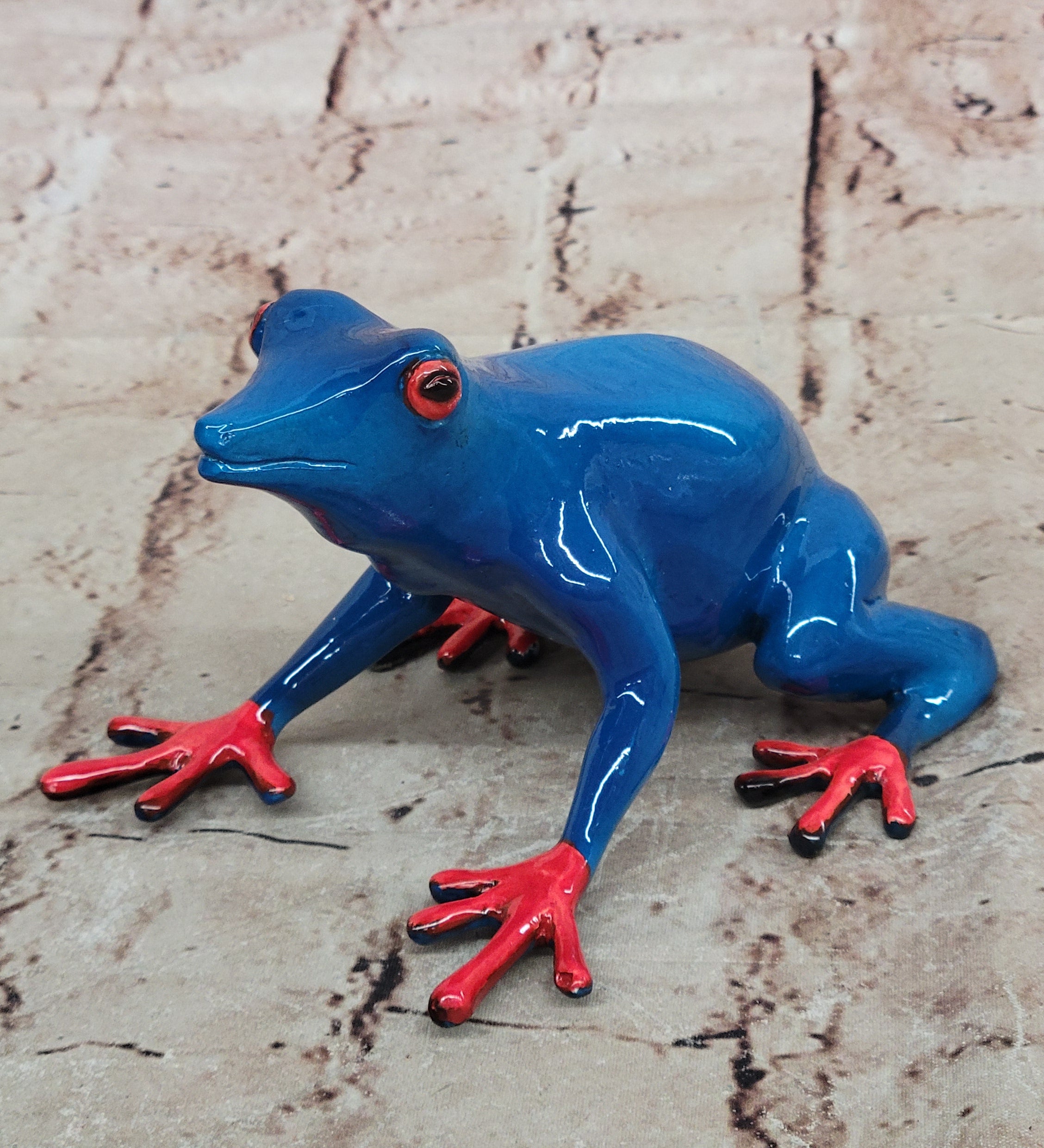 Marius Bronze Sculpture: Limited Edition Blue Frog Statue for Home Office Garden