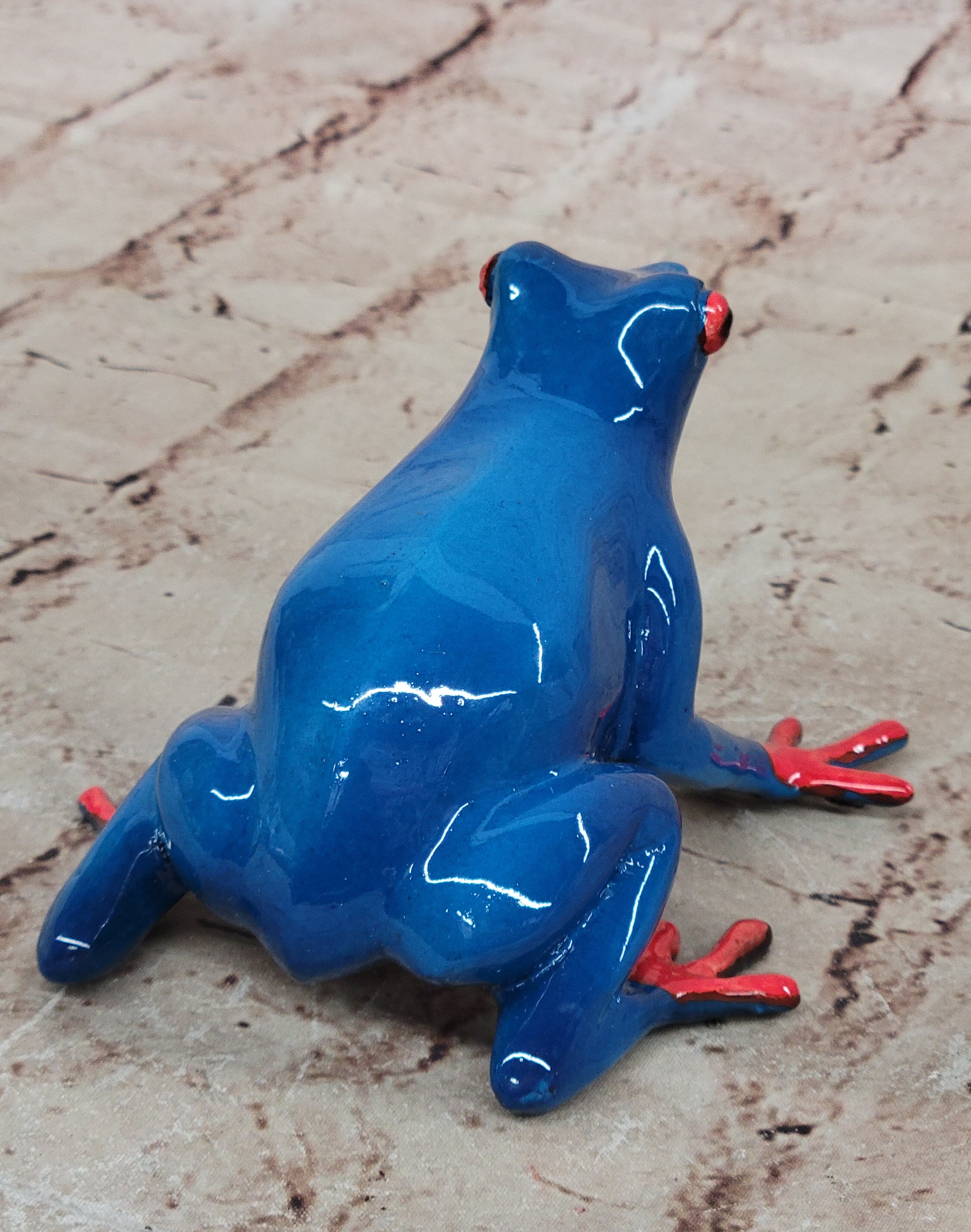 Marius Bronze Sculpture: Limited Edition Blue Frog Statue for Home Office Garden
