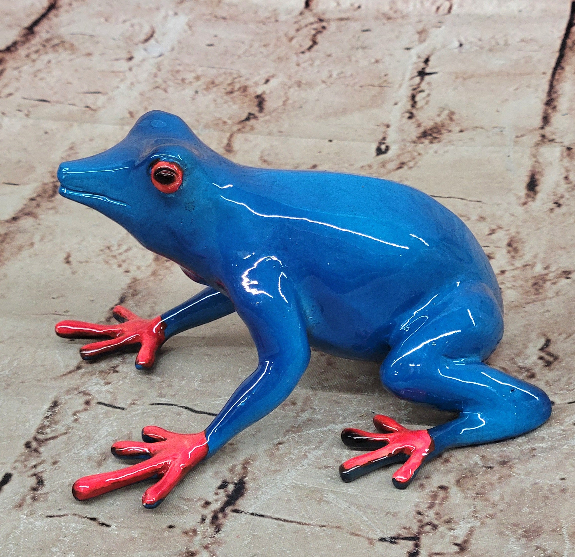 Marius Bronze Sculpture: Limited Edition Blue Frog Statue for Home Office Garden