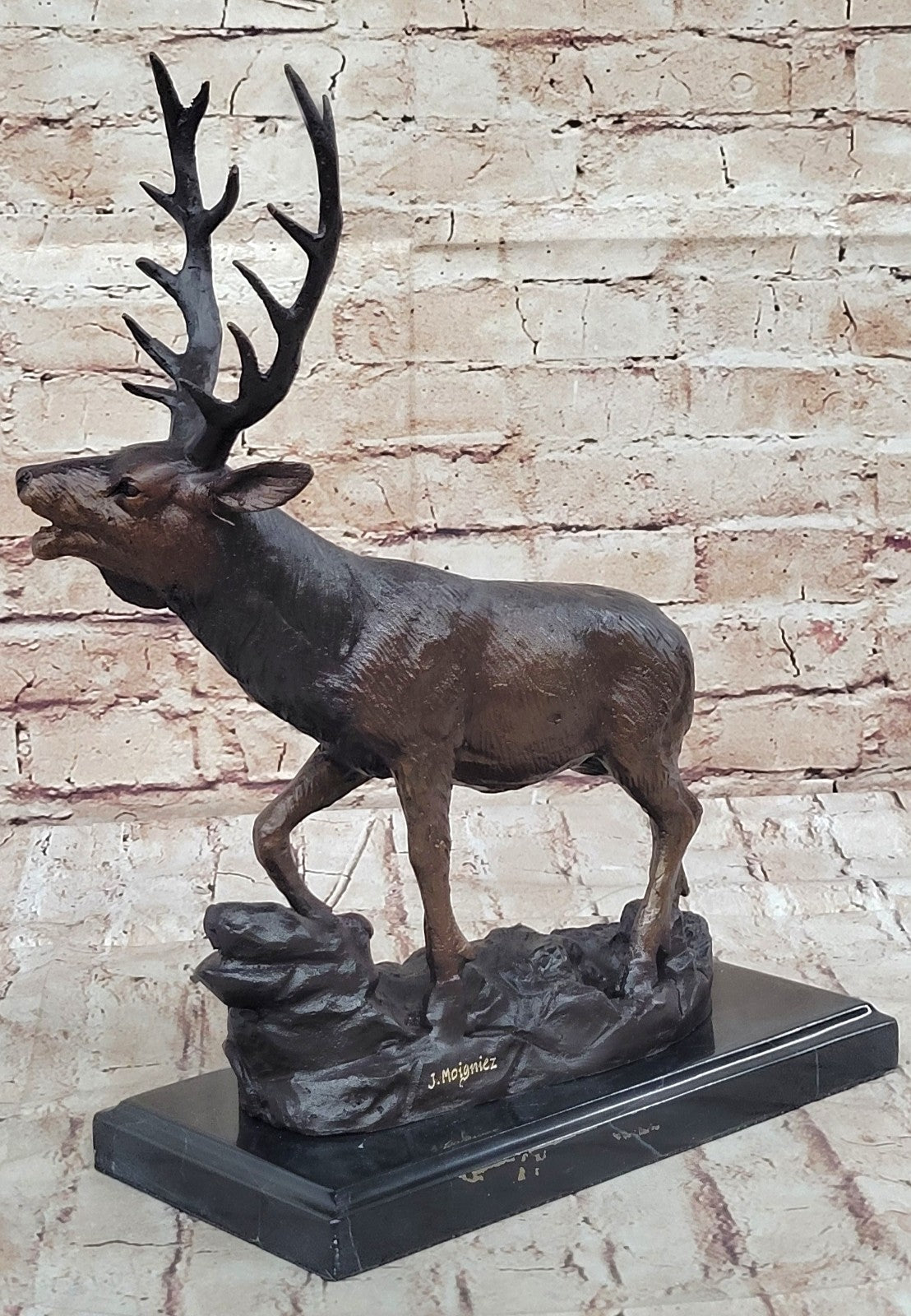 Handcrafted bronze sculpture SALE Lodge Stag Buck Caribou Deer Elk Marble