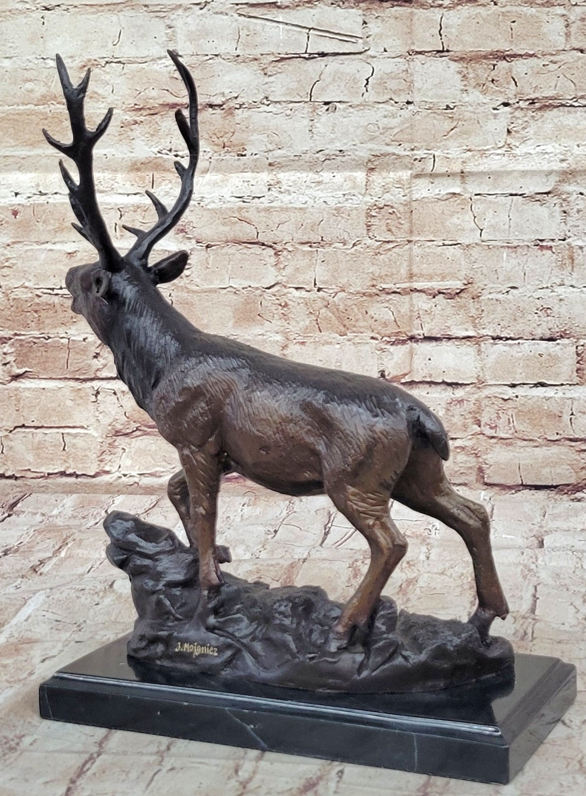 Handcrafted bronze sculpture SALE Lodge Stag Buck Caribou Deer Elk Marble