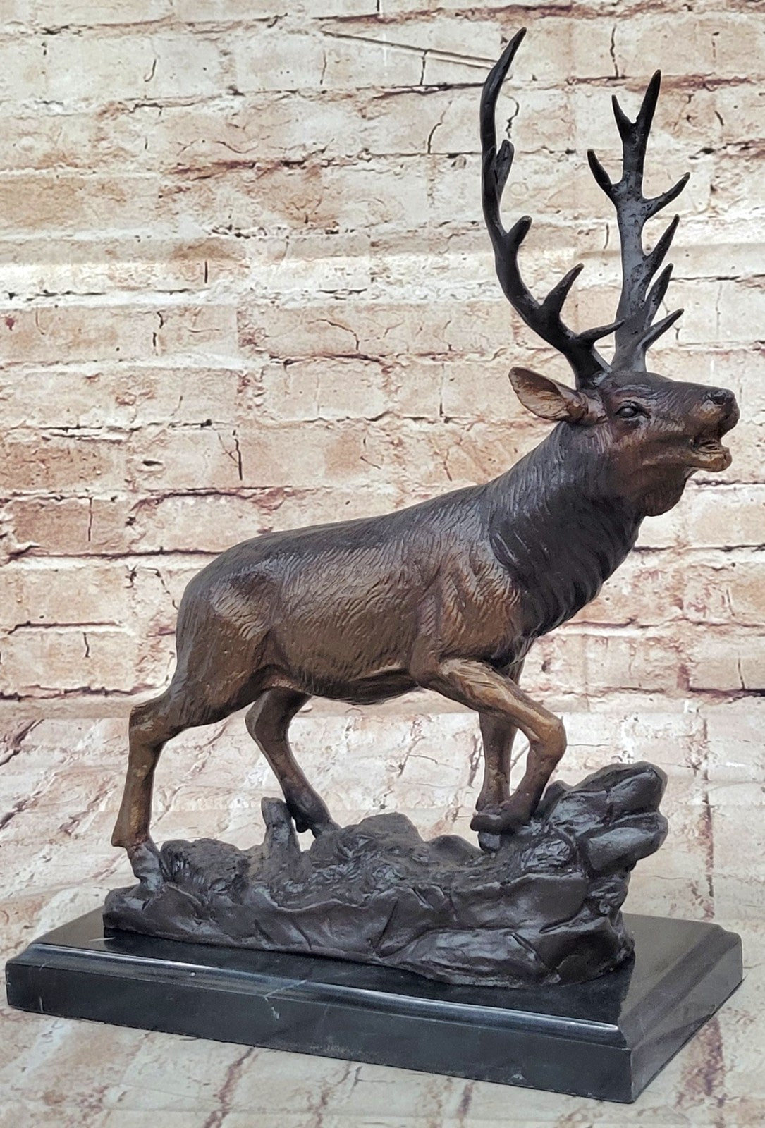 Handcrafted bronze sculpture SALE Lodge Stag Buck Caribou Deer Elk Marble
