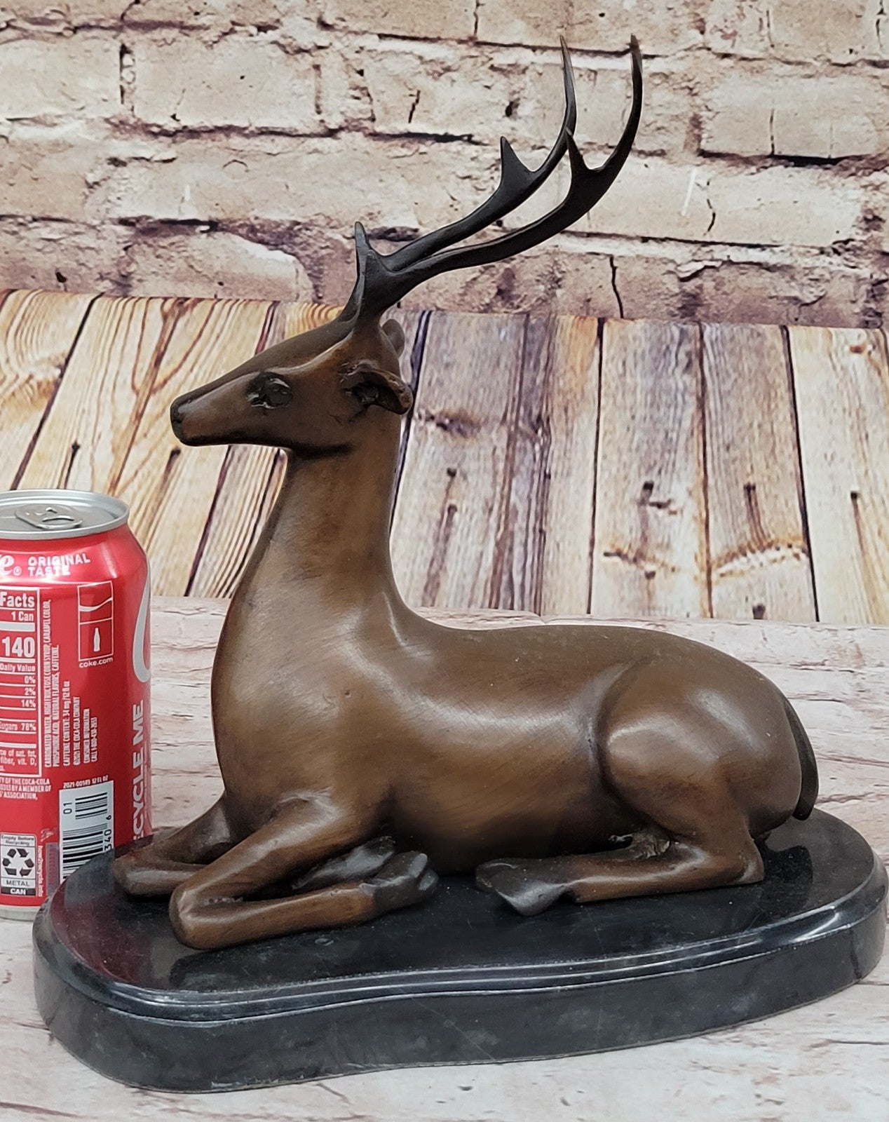 Signed Bronze Deer Statue Hunter Stags Elks Sculpture Hand Made Statue Figure