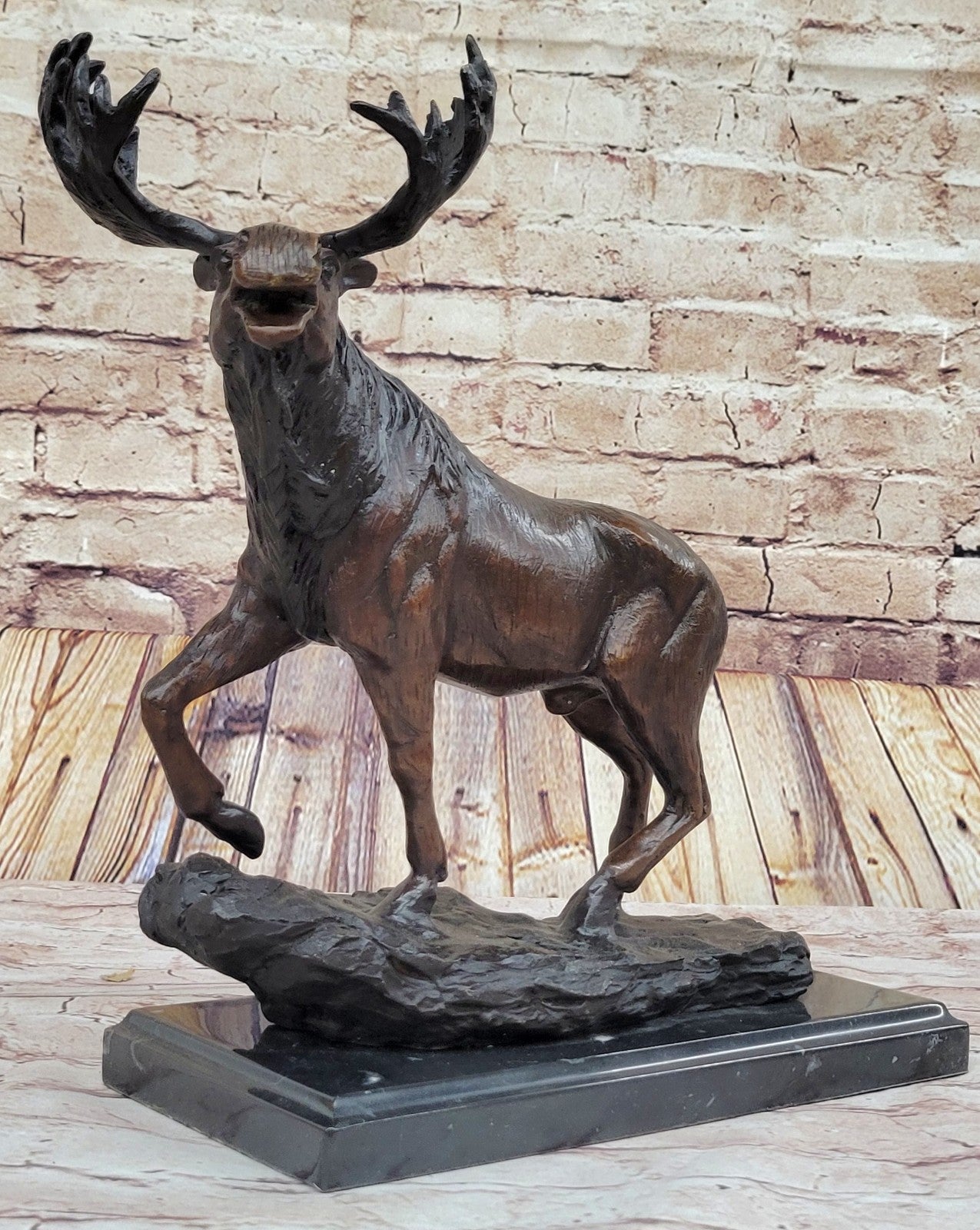 Backyard Indoor/Outdoor Male Deer Stag & Dogs Hunter Cabin Bronze Sculpture Sale
