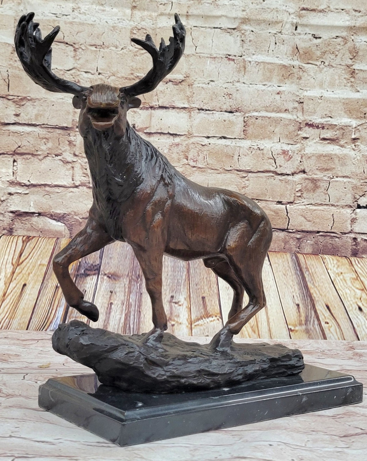 Backyard Indoor/Outdoor Male Deer Stag & Dogs Hunter Cabin Bronze Sculpture Sale