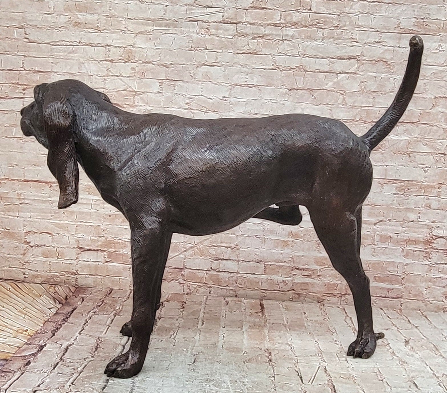 Art Deco Bronze Sculpture Statue Basset Bloodhound Hound Dog Sleuth Figurine