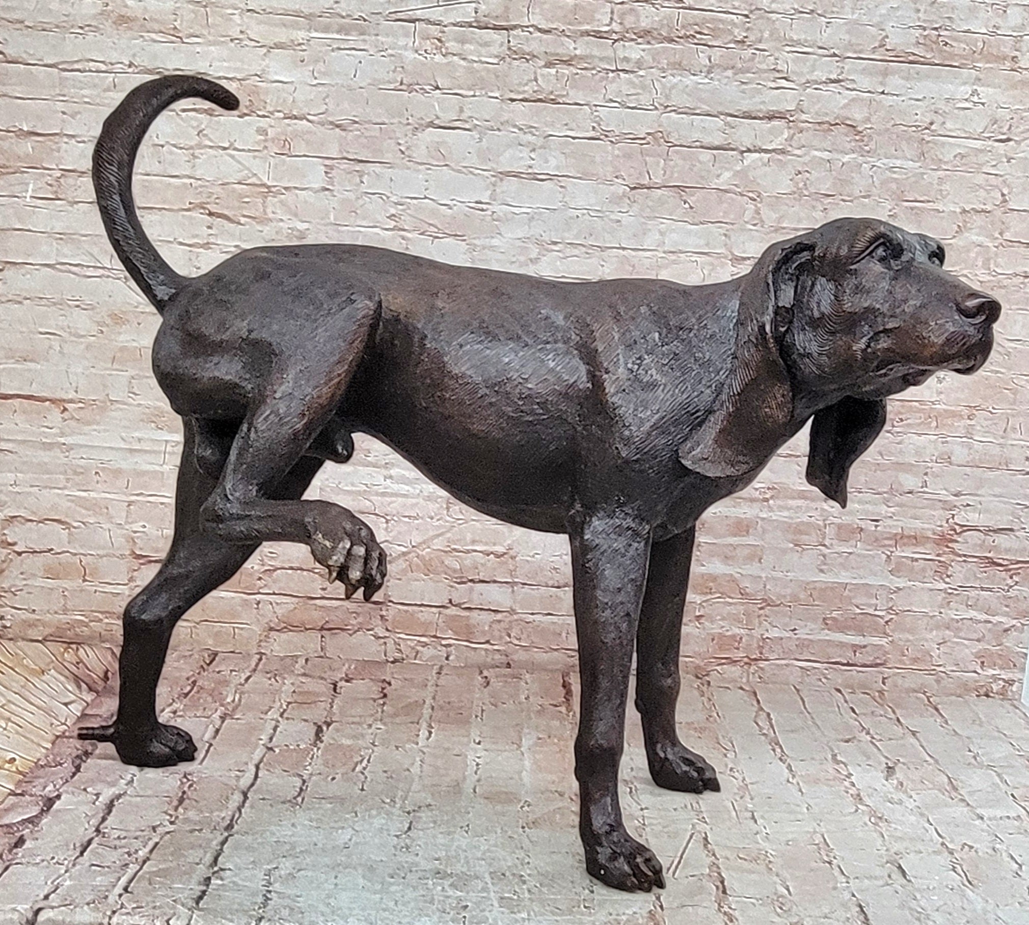 Art Deco Bronze Sculpture Statue Basset Bloodhound Hound Dog Sleuth Figurine