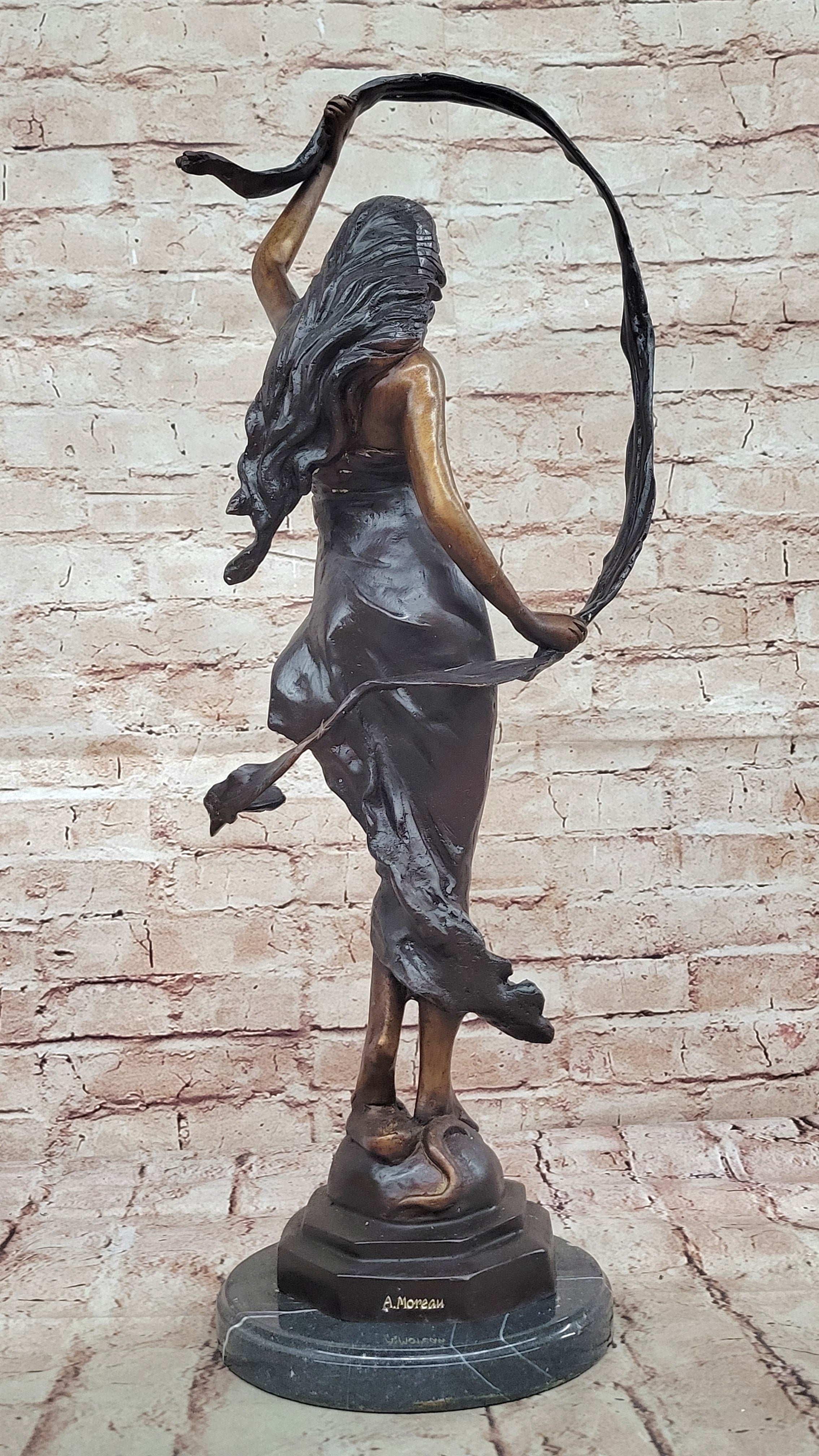 Handmade BRONZE METAL HAWAIIAN HULA DANCER, MA:LE, STATUE FIGURINE HOT CAST