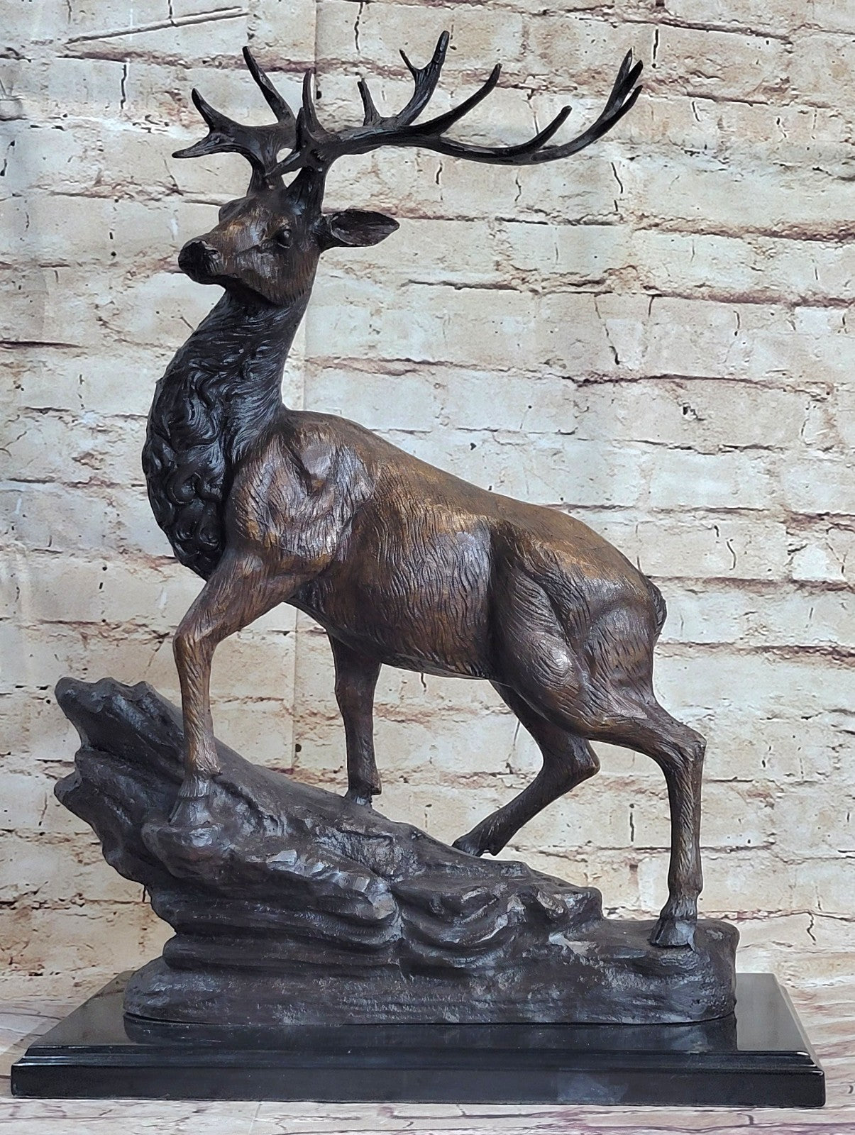 Handmade Stag Hunter Wildlife Mountain Lodge Cabin Bronze Marble Number NR